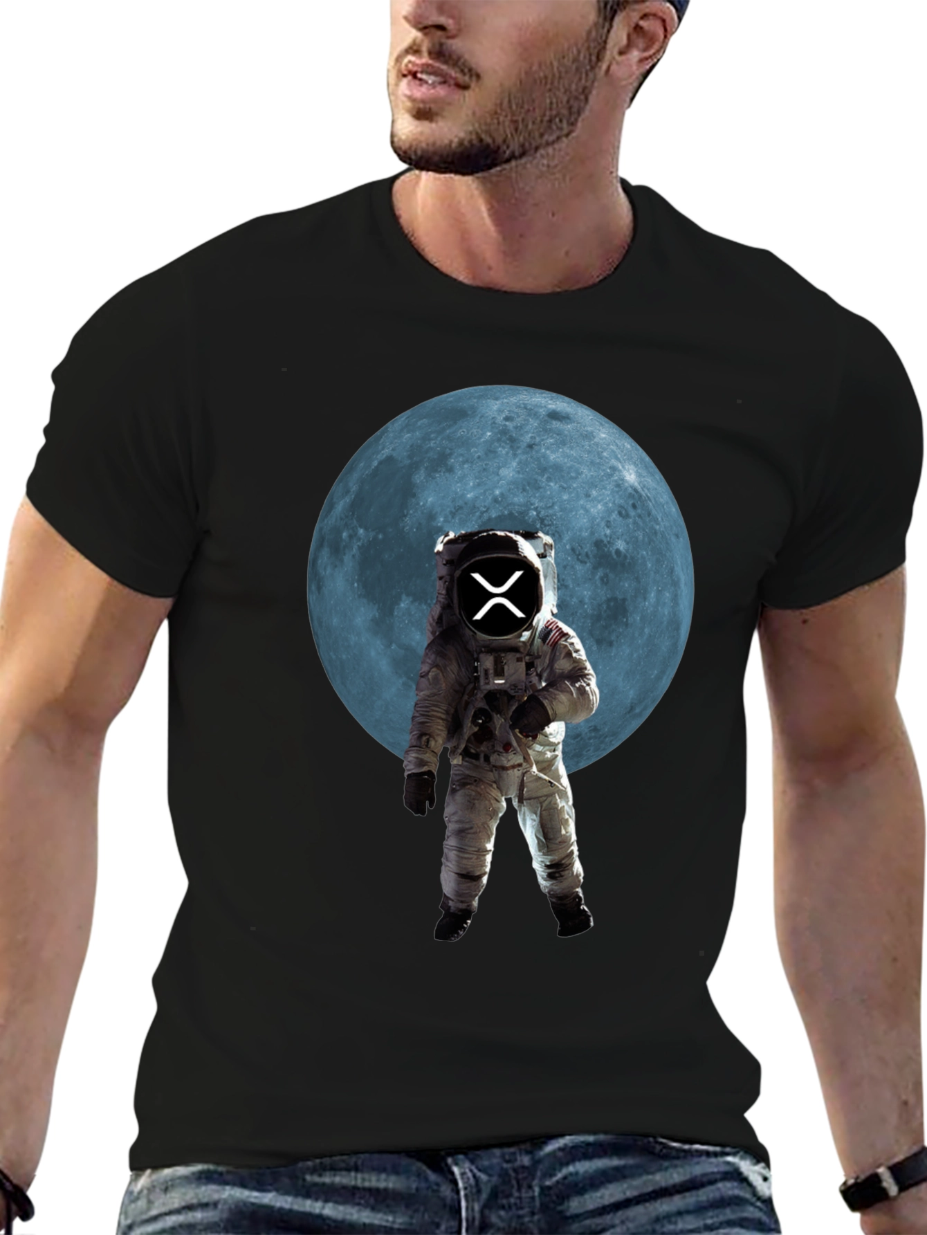 Astronaut Moon Graphic Tee - Black