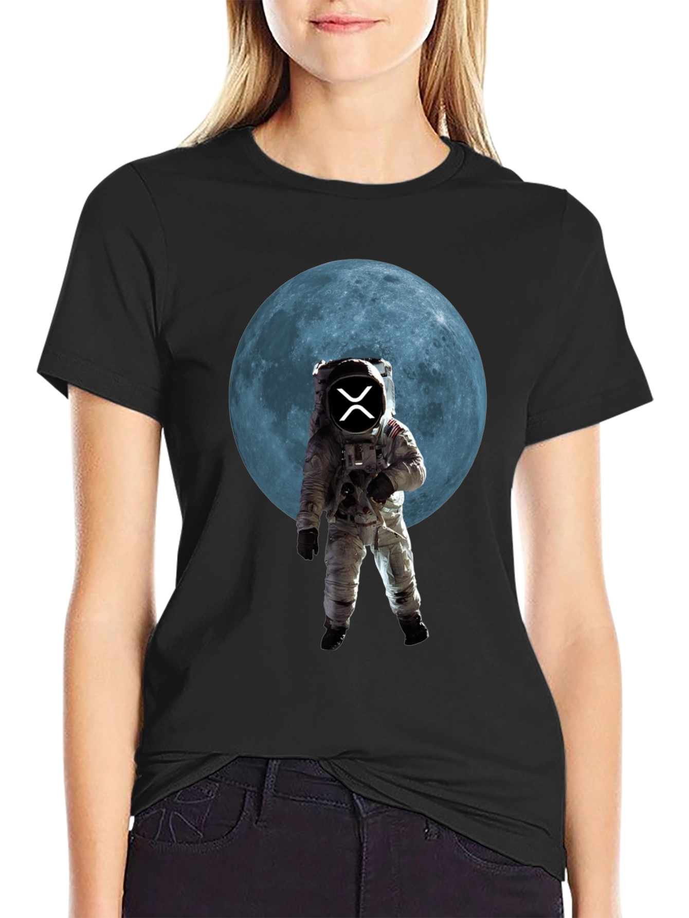 Astronaut Moon Graphic Tee - Black