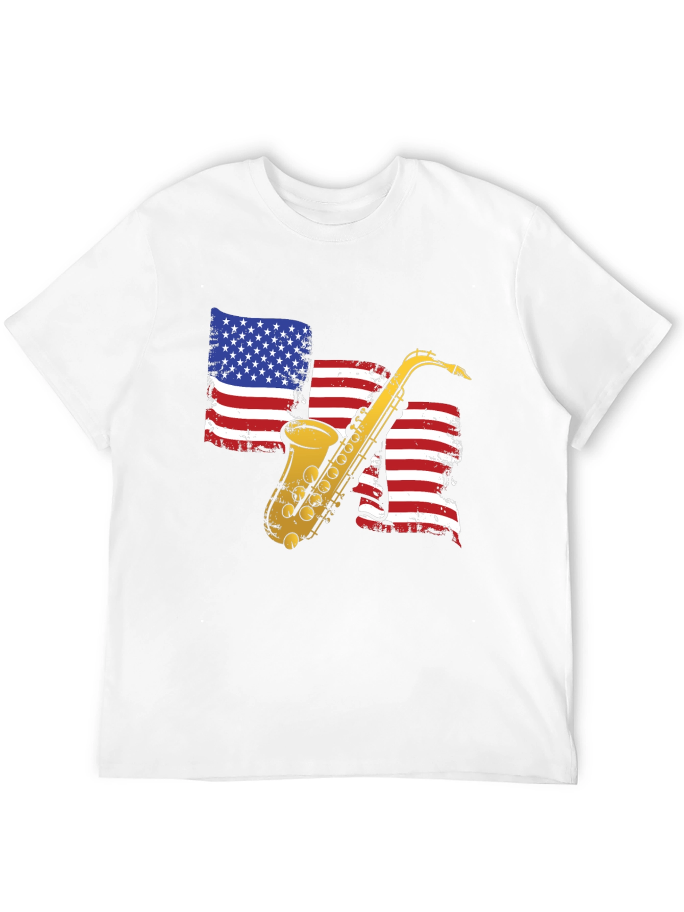 Saxophone American Flag Graphic T-Shirt