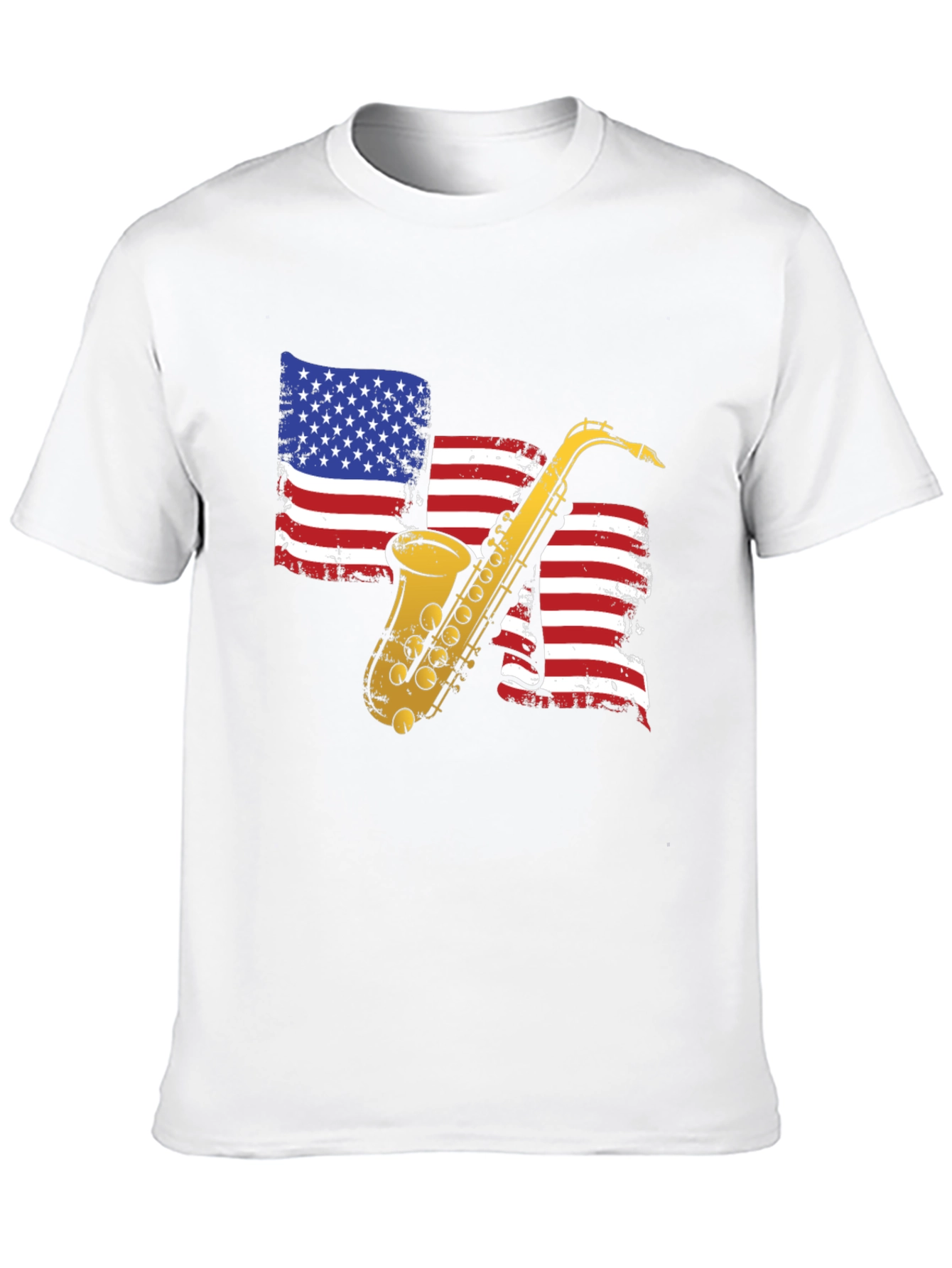Saxophone American Flag Graphic T-Shirt