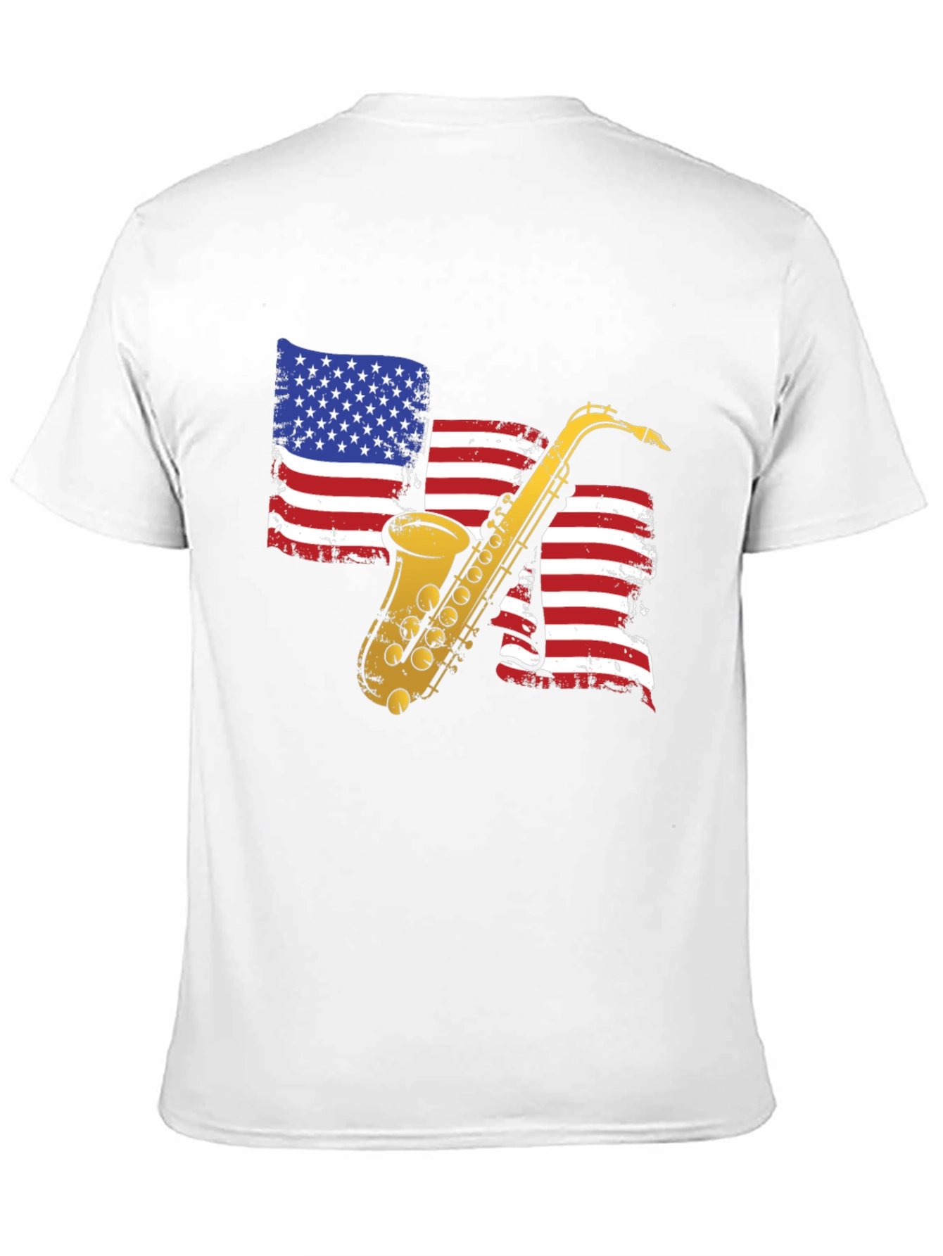 Saxophone American Flag Graphic T-Shirt