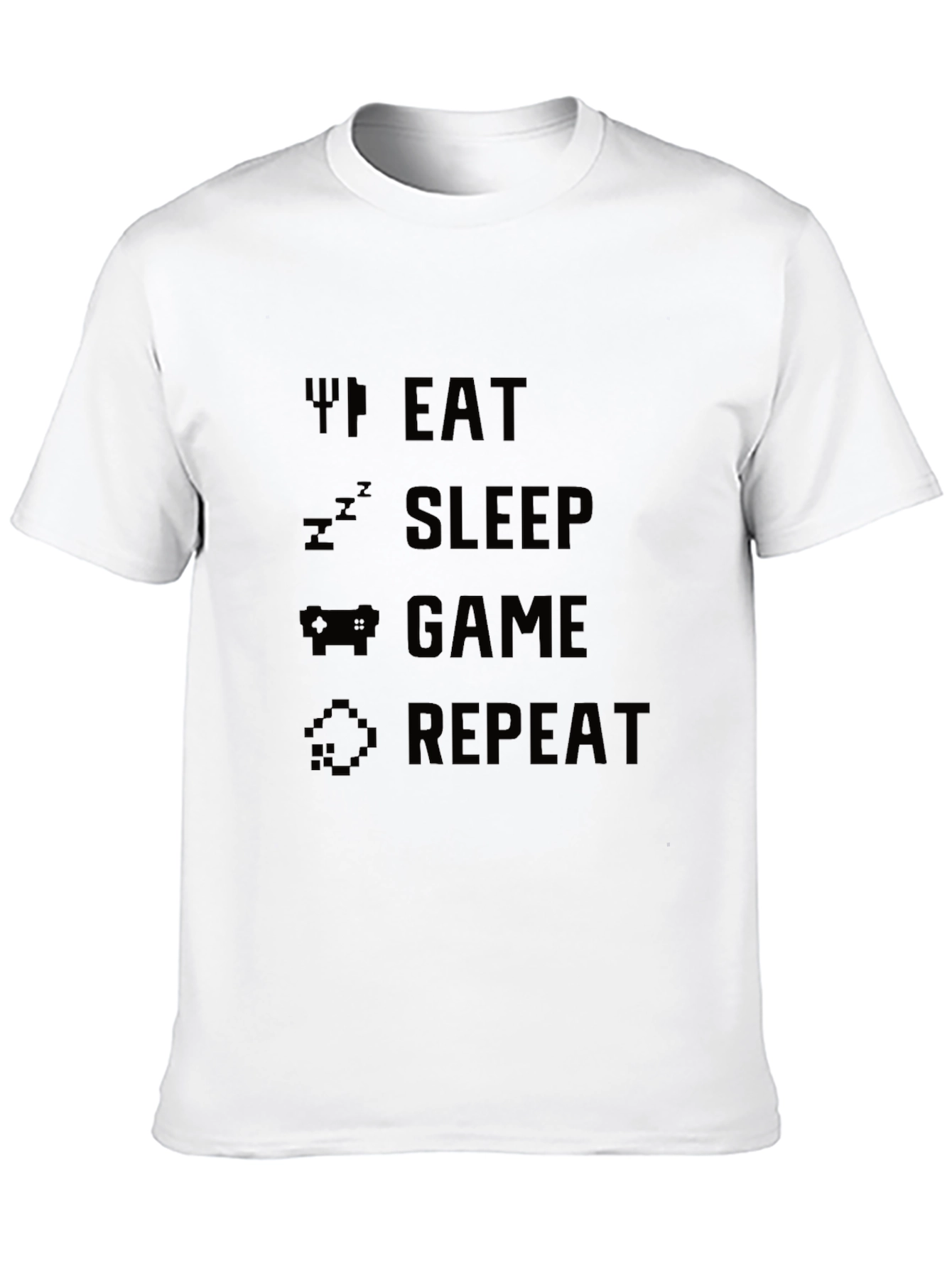 Eat Sleep Game Repeat Black Graphic Tee