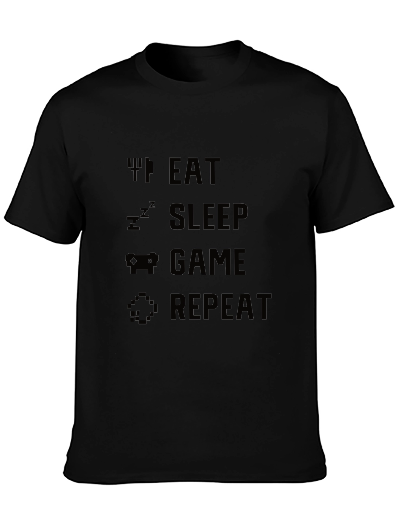 Eat Sleep Game Repeat Black Graphic Tee