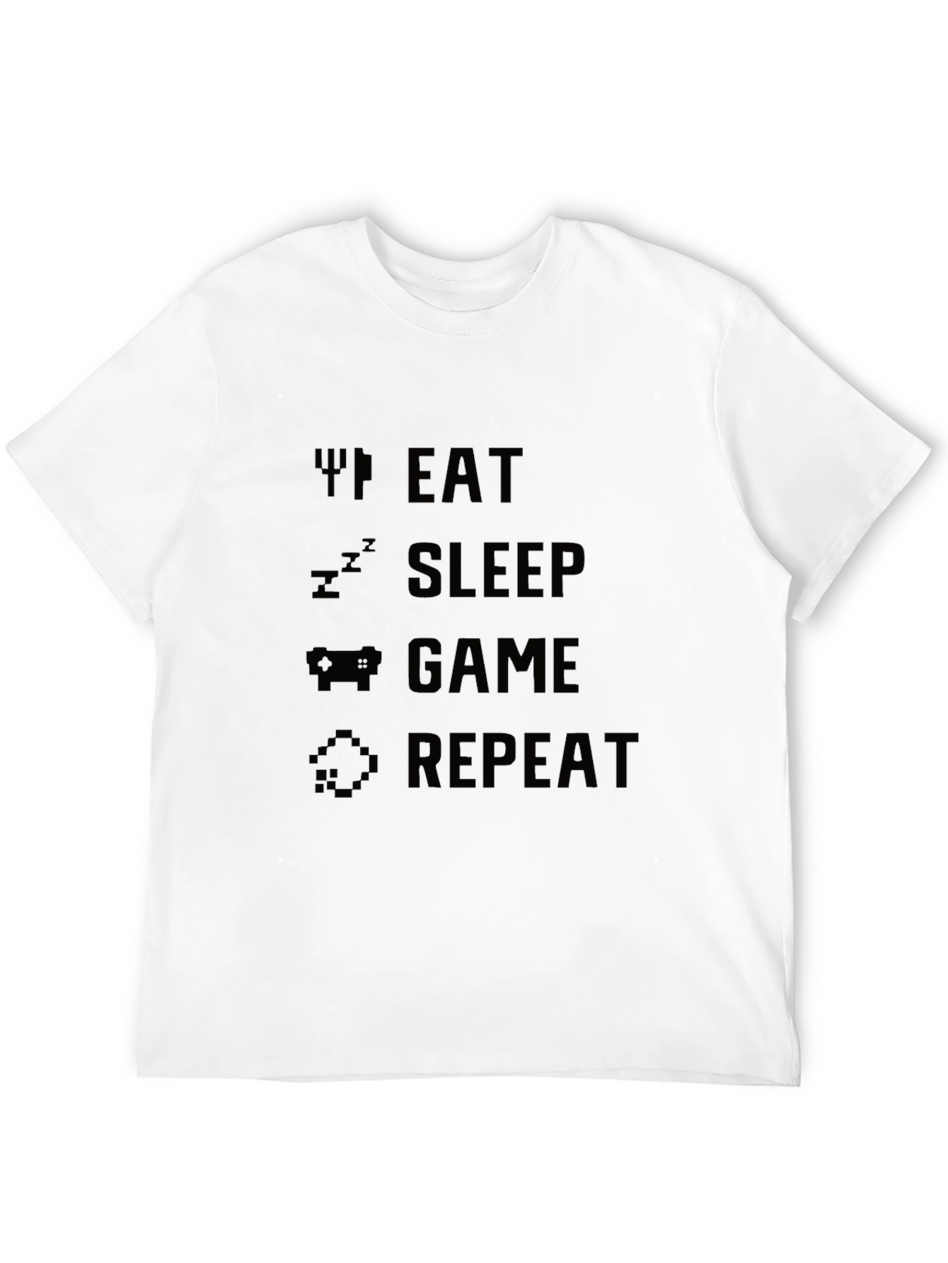 Eat Sleep Game Repeat Black Graphic Tee