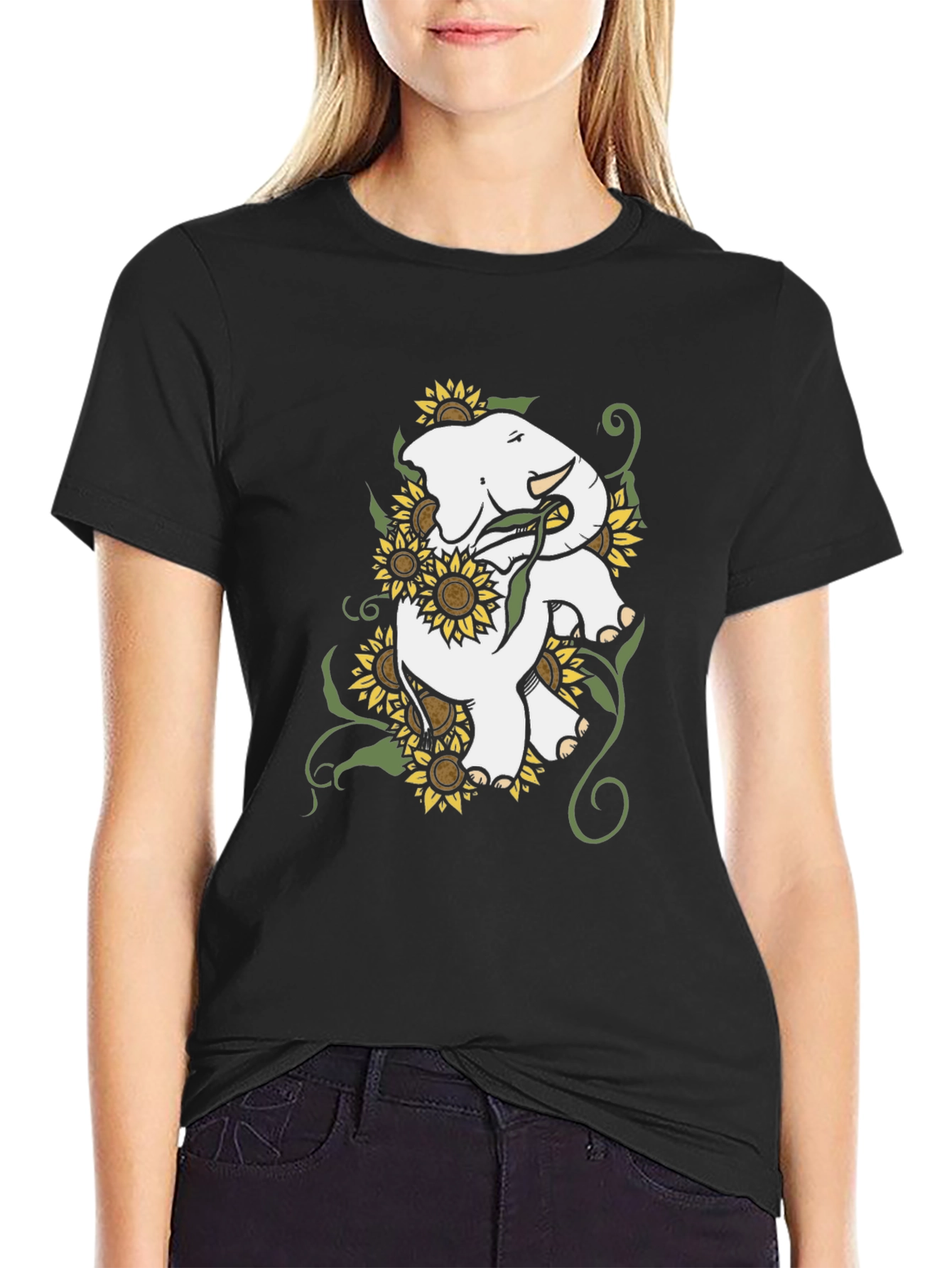 Elephant & Sunflower Graphic Tee