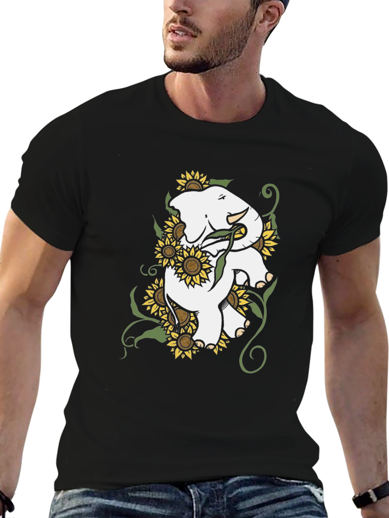Elephant & Sunflower Graphic Tee