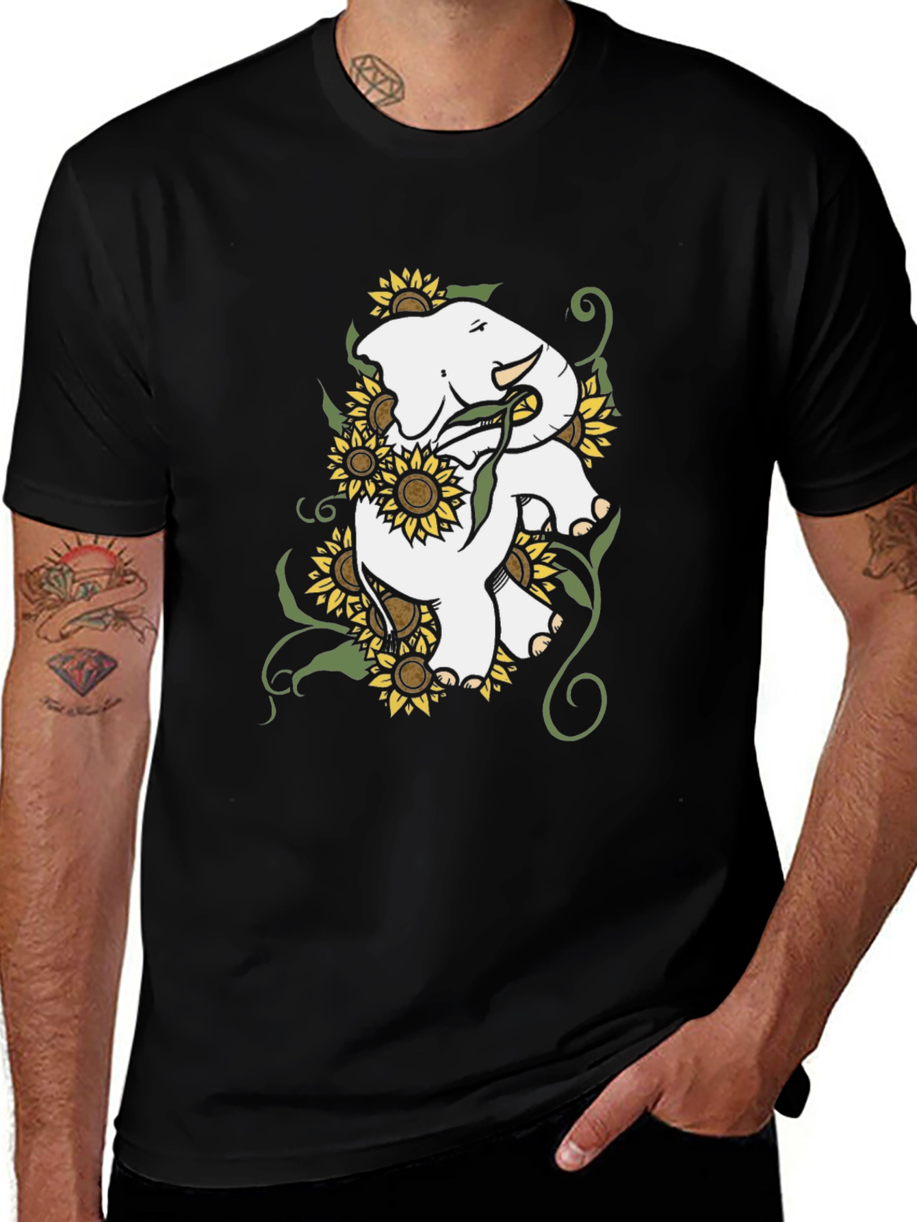 Elephant & Sunflower Graphic Tee