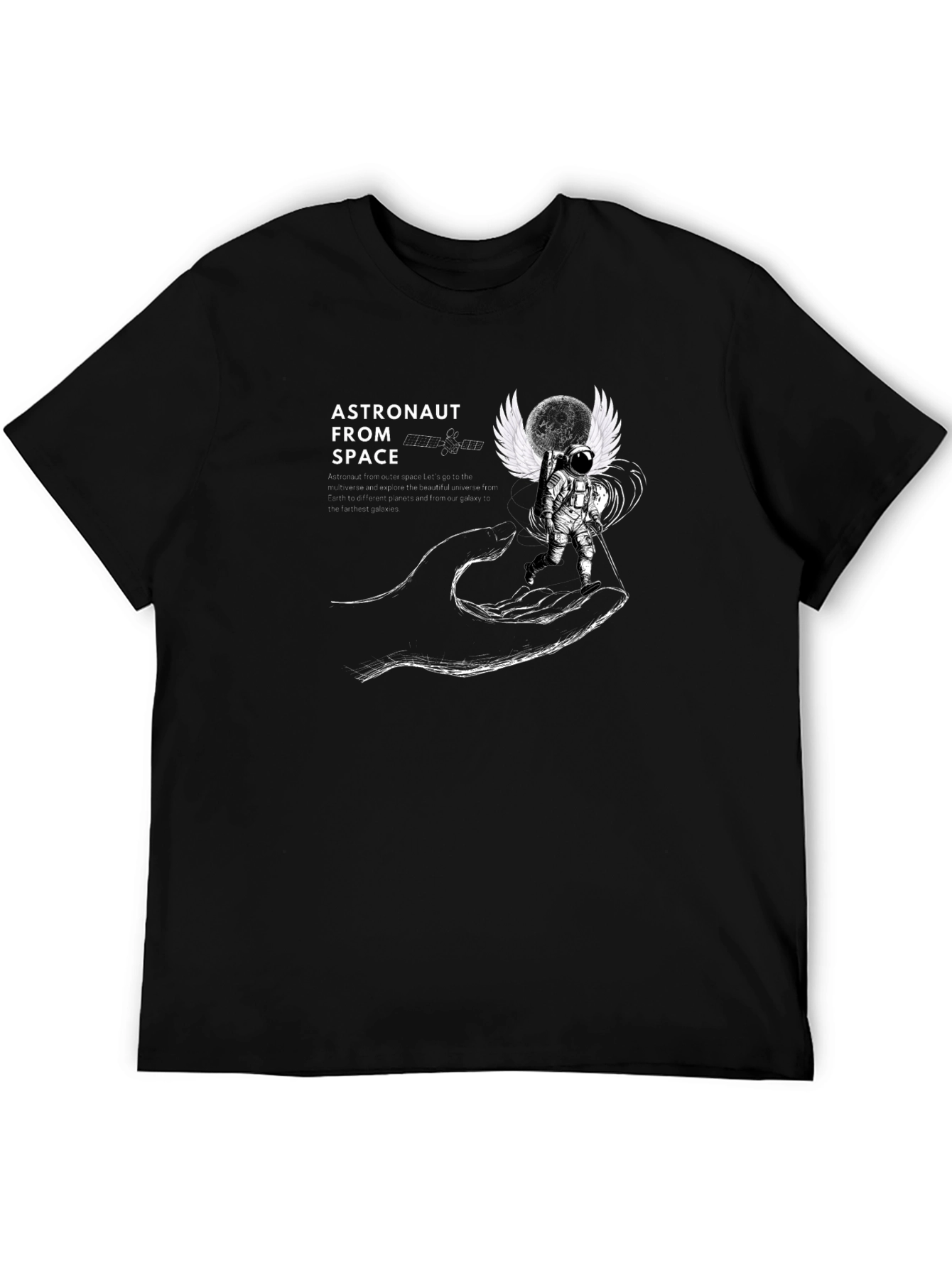 Astronaut in Space Graphic T-Shirt - Black