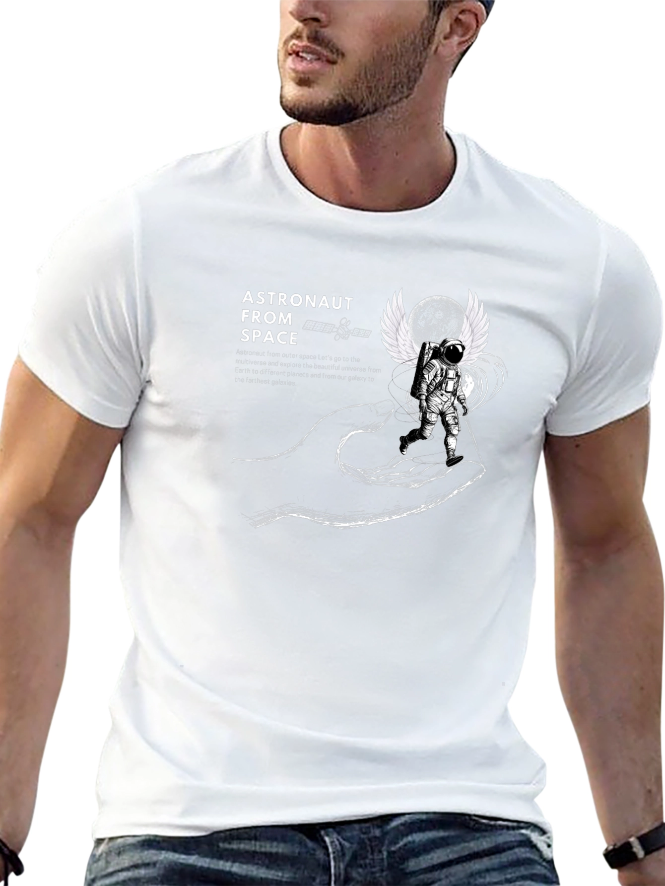 Astronaut in Space Graphic T-Shirt - Black
