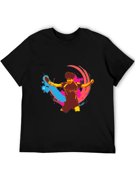 Artistic Table Tennis Player Black Graphic Tee