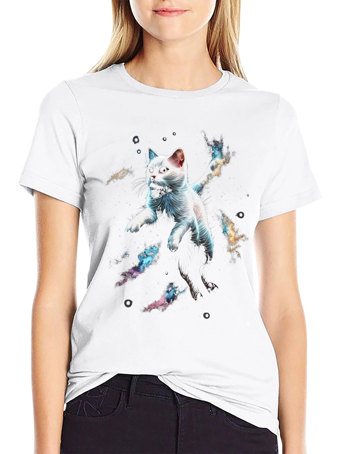 Cosmic Cat T-Shirt - Galaxy Kitten Graphic Tee
