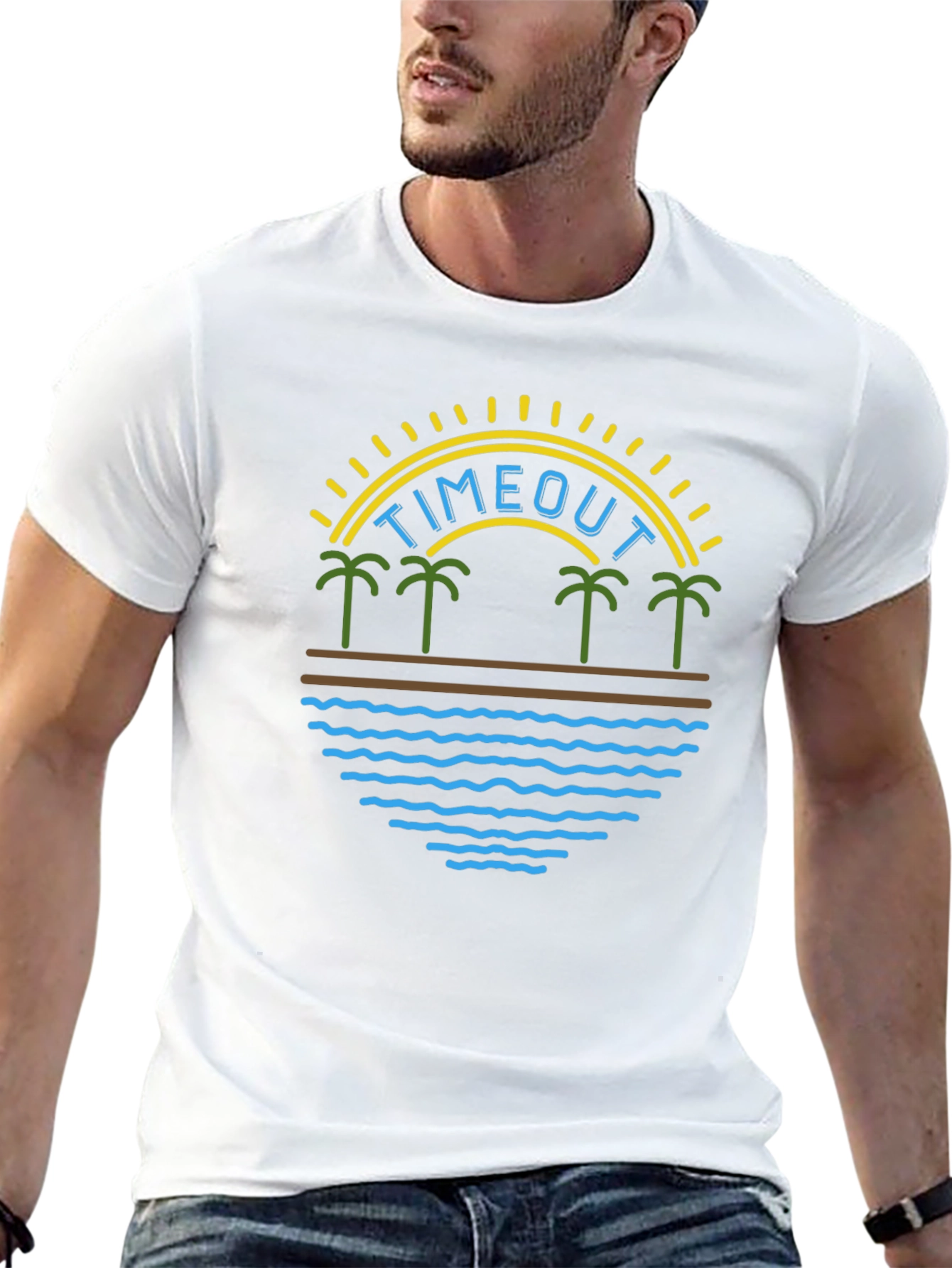 Timeout Beach Palm Tree Graphic T-Shirt
