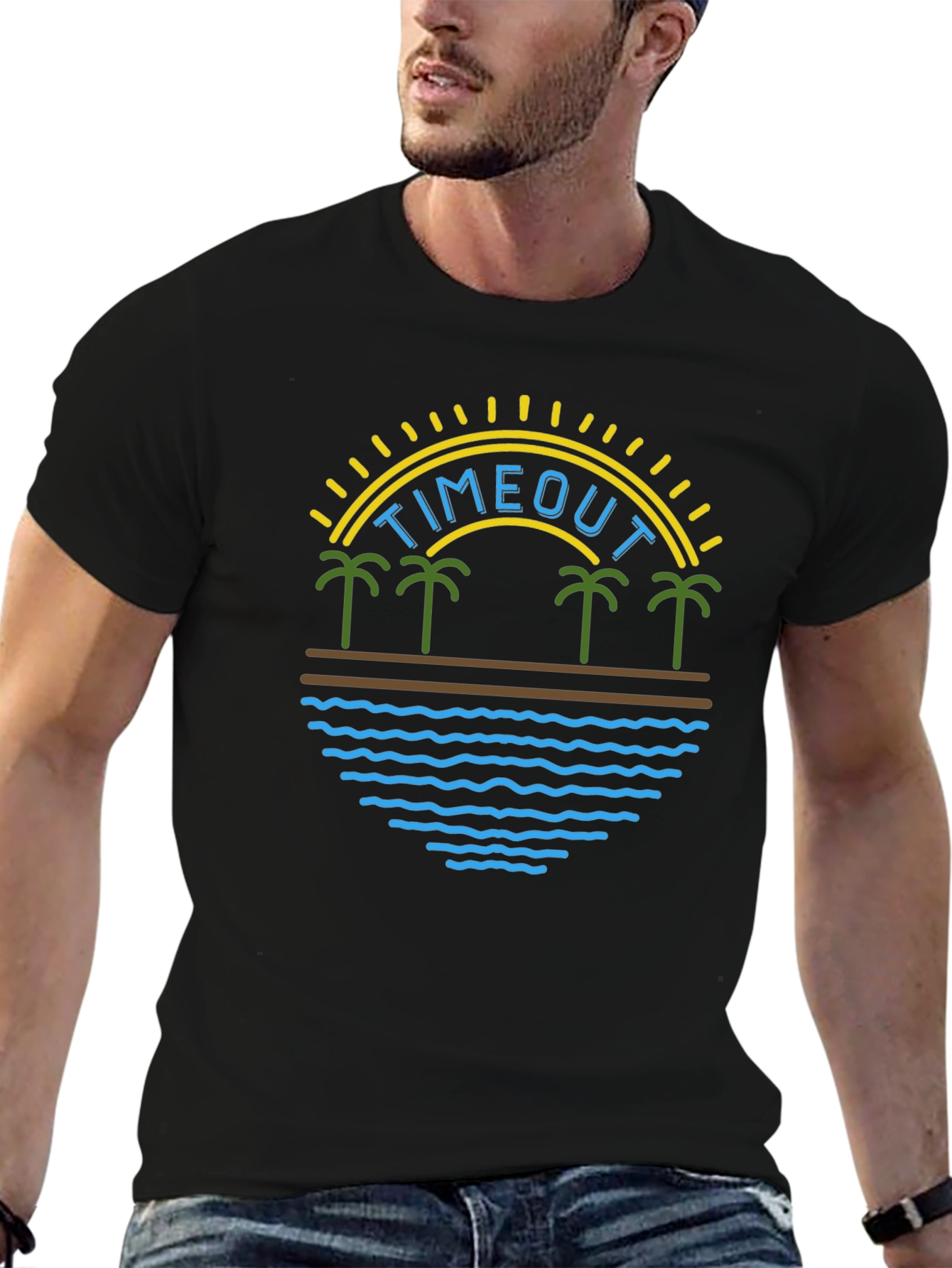 Timeout Beach Palm Tree Graphic T-Shirt