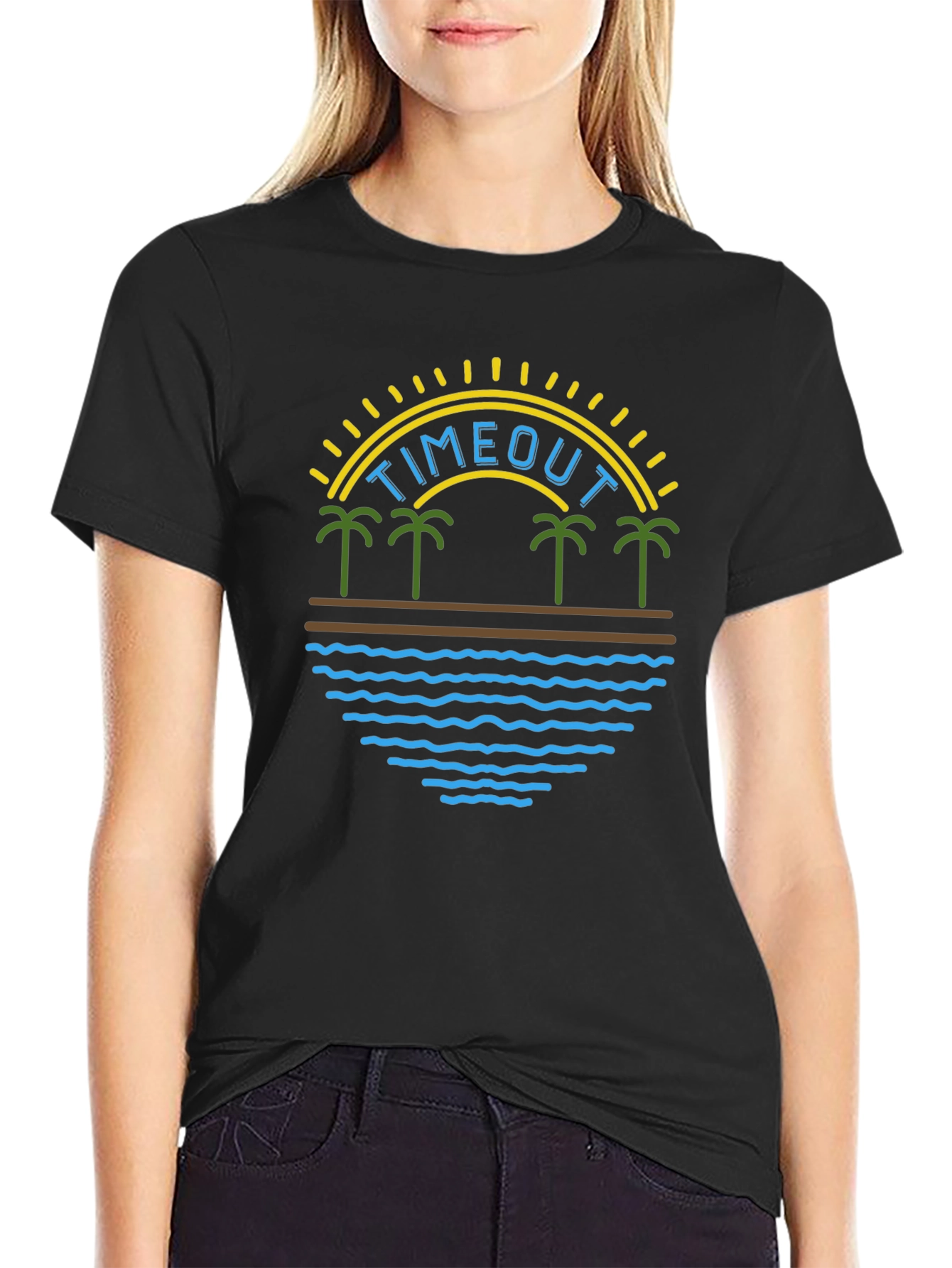 Timeout Beach Palm Tree Graphic T-Shirt