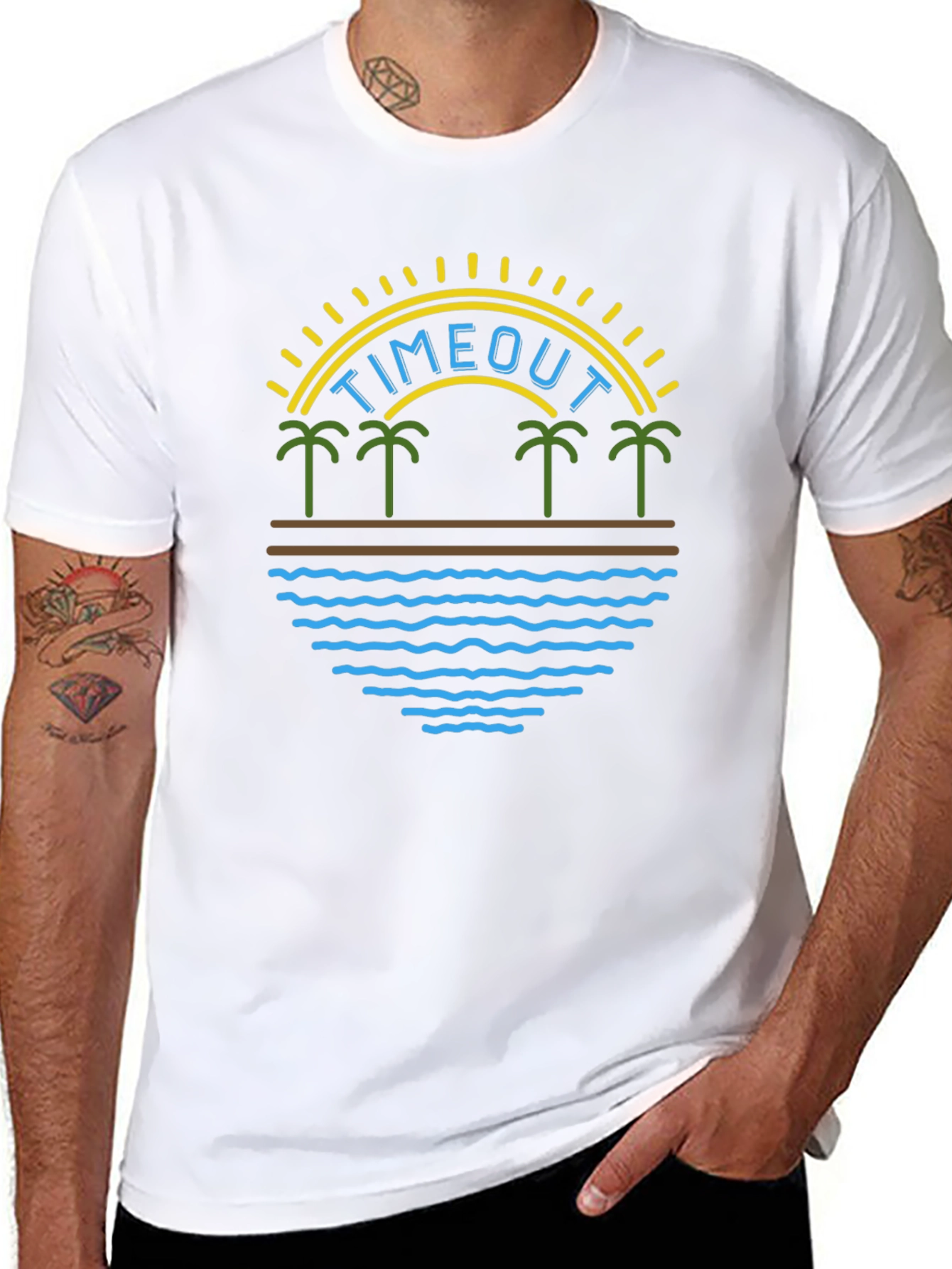 Timeout Beach Palm Tree Graphic T-Shirt
