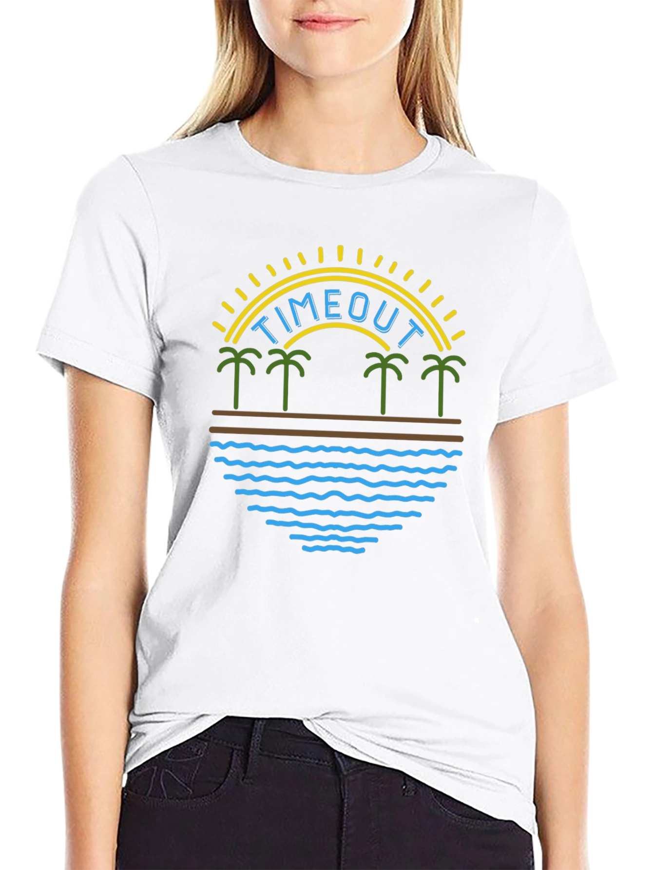 Timeout Beach Palm Tree Graphic T-Shirt