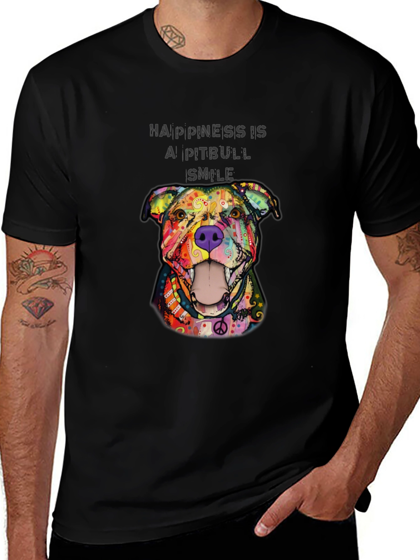 Happiness Is A Pitbull Smile Graphic Tee
