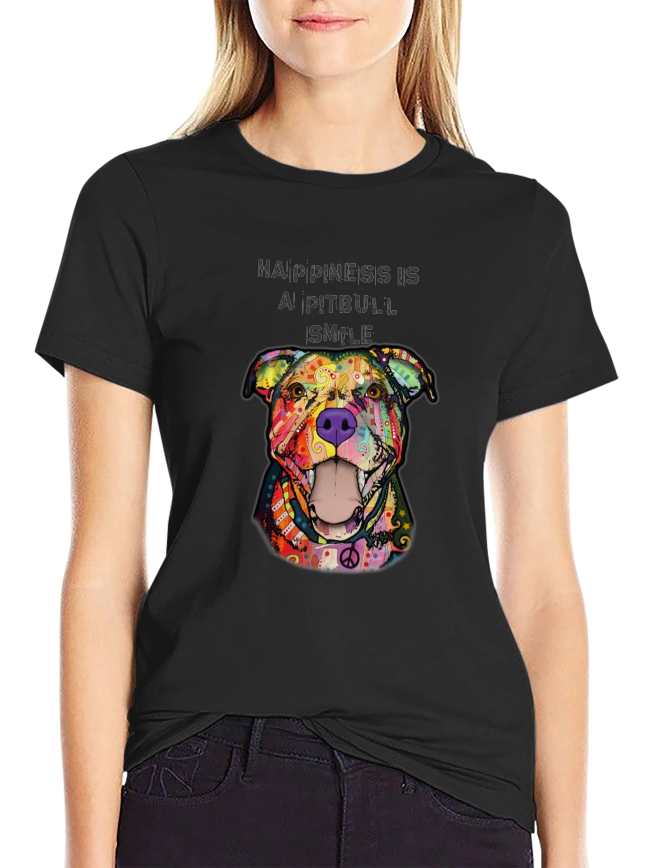 Happiness Is A Pitbull Smile Graphic Tee