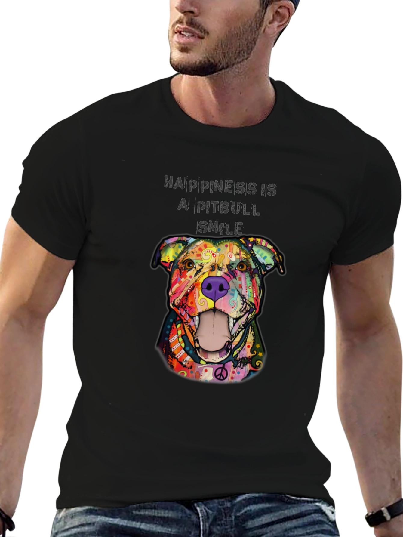 Happiness Is A Pitbull Smile Graphic Tee
