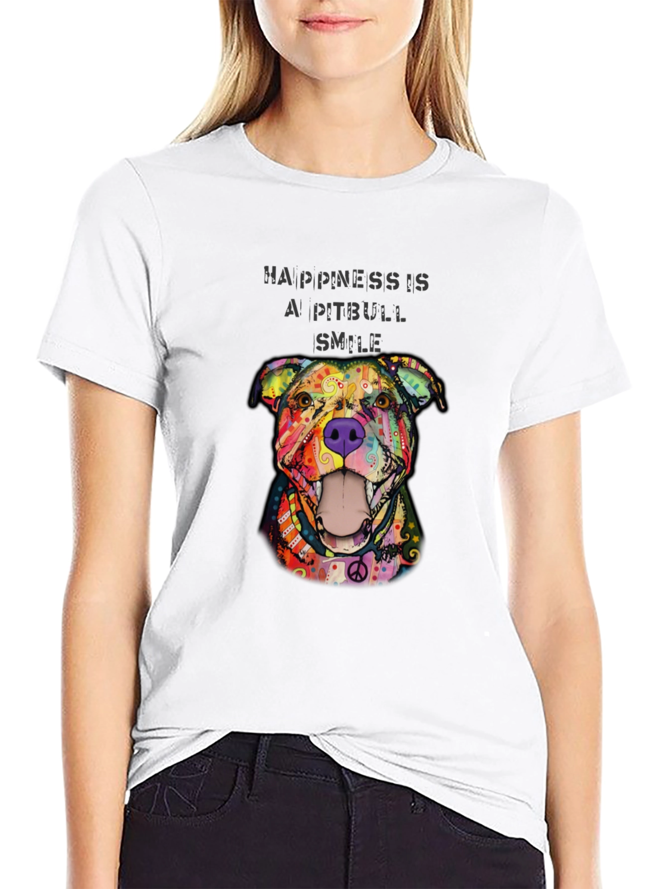 Happiness Is A Pitbull Smile Graphic Tee