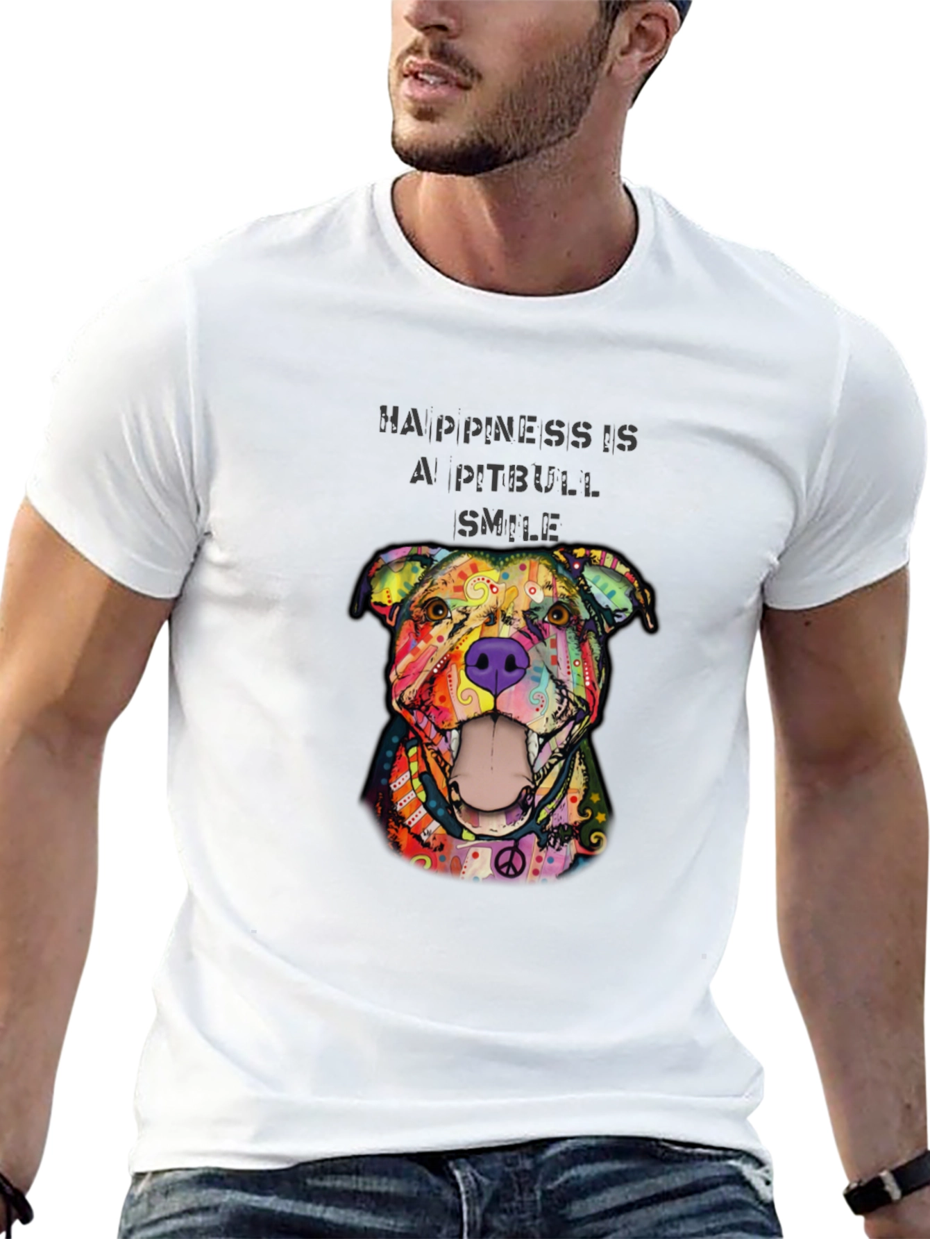 Happiness Is A Pitbull Smile Graphic Tee