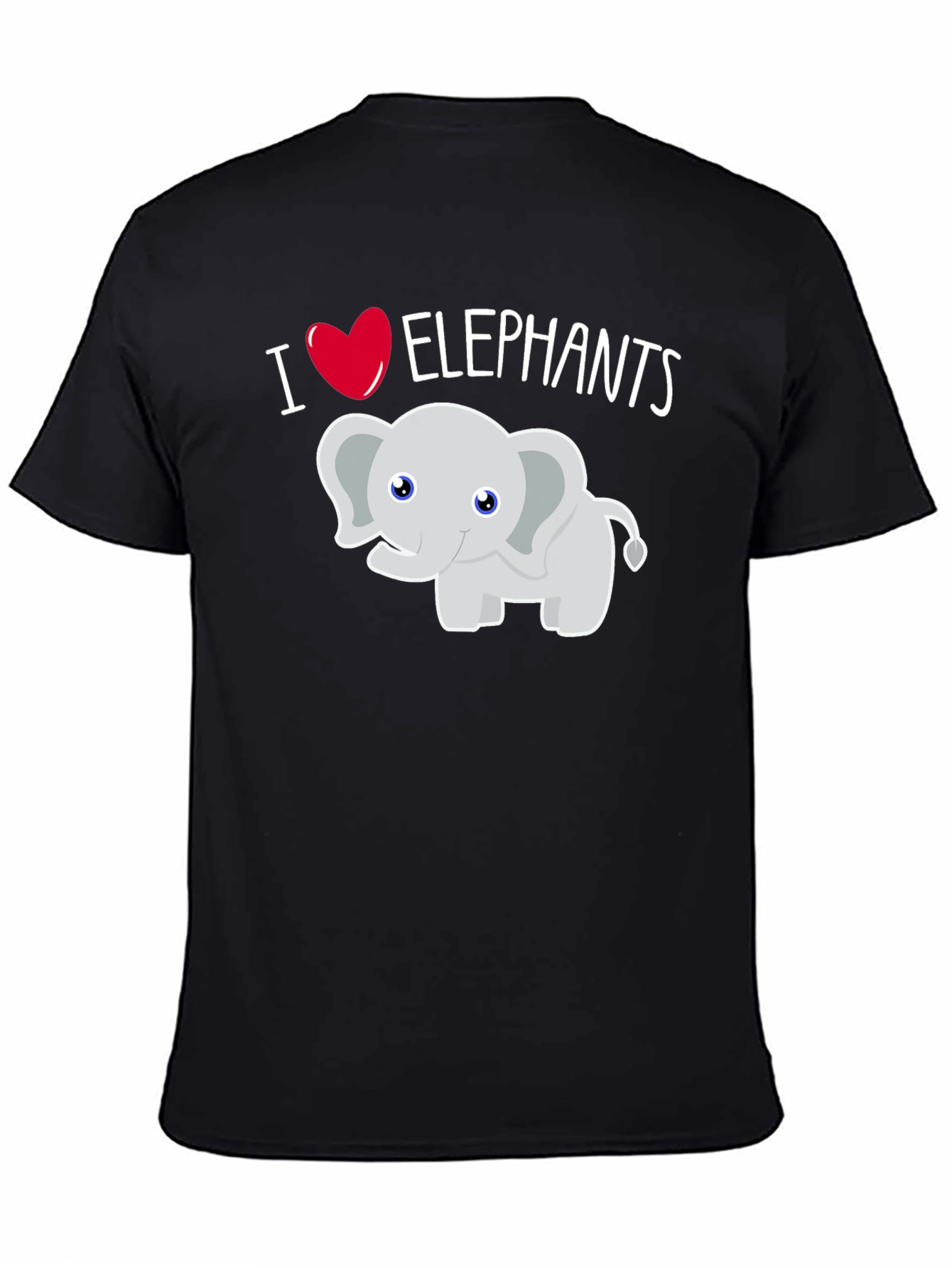 I Love Elephants Graphic T-Shirt - Black