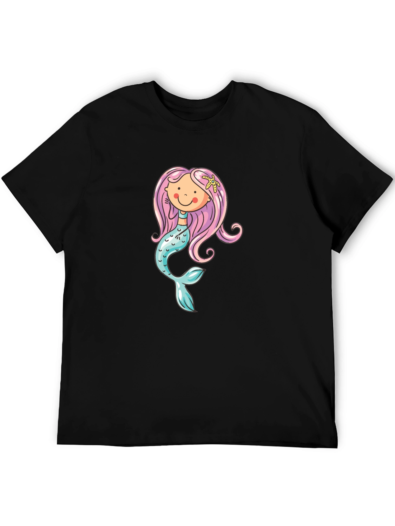 Mermaid Graphic Tee - Black Cotton Blend