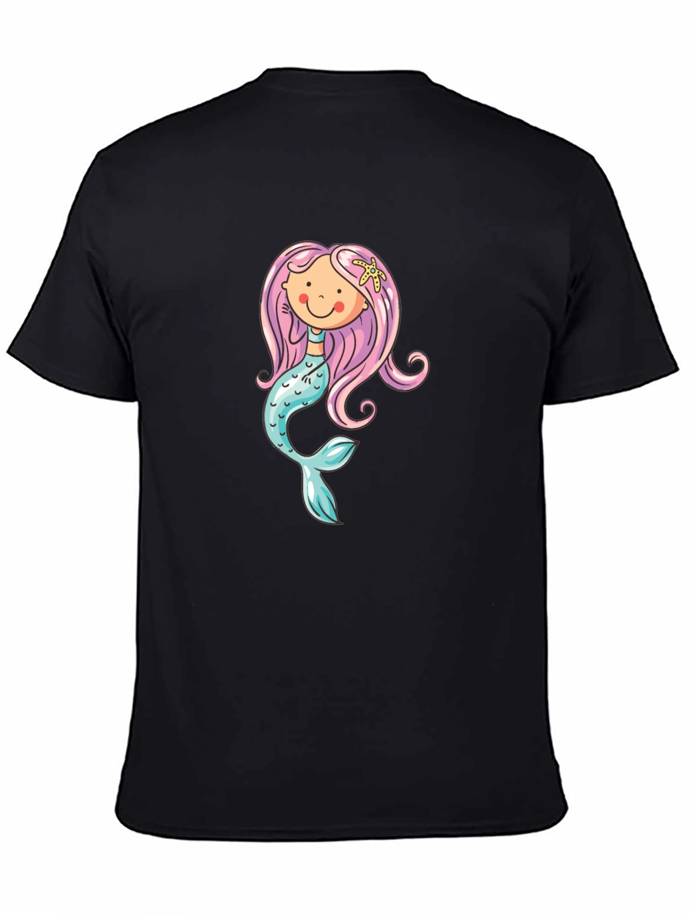 Mermaid Graphic Tee - Black Cotton Blend