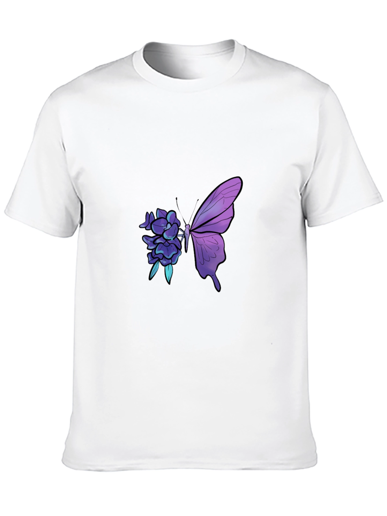 Butterfly Floral Graphic Print Black Tee
