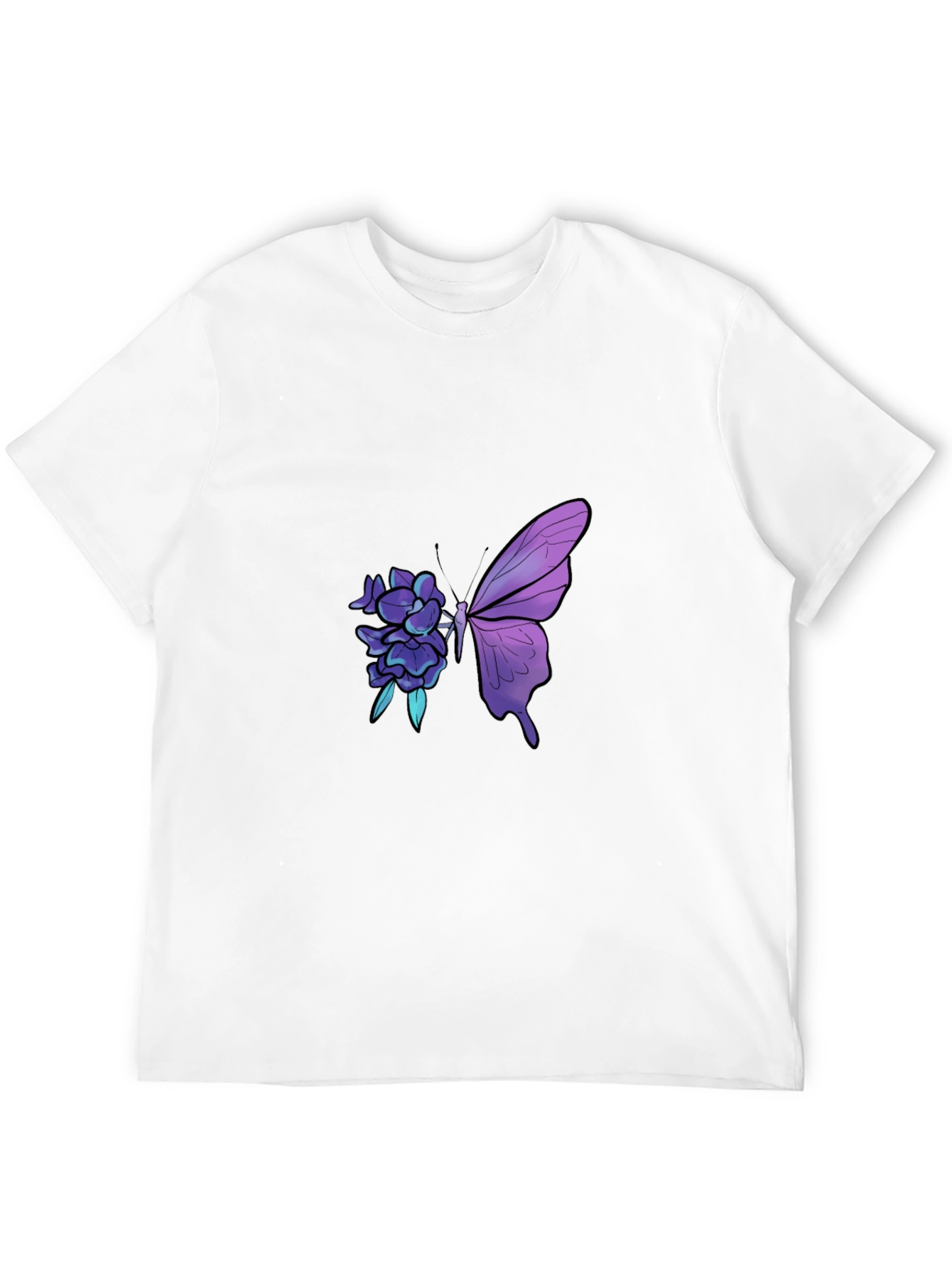 Butterfly Floral Graphic Print Black Tee