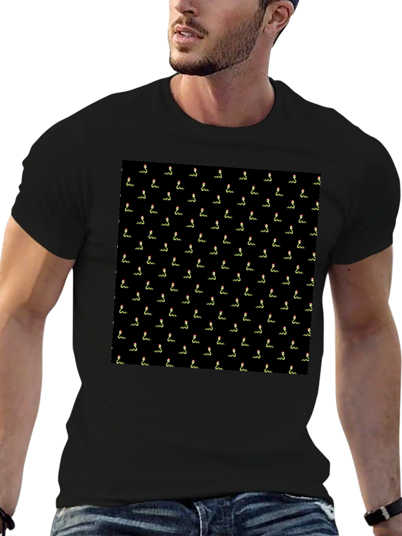 Novelty Snake Pattern Black T-Shirt