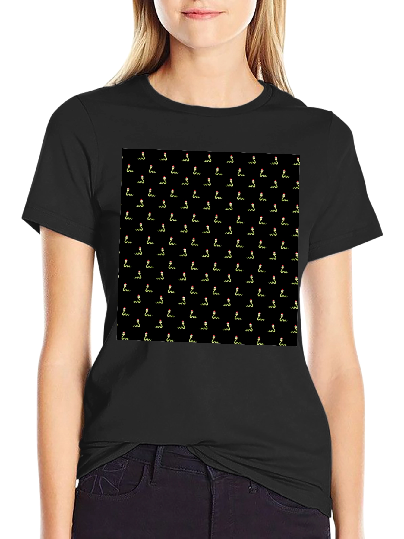 Novelty Snake Pattern Black T-Shirt