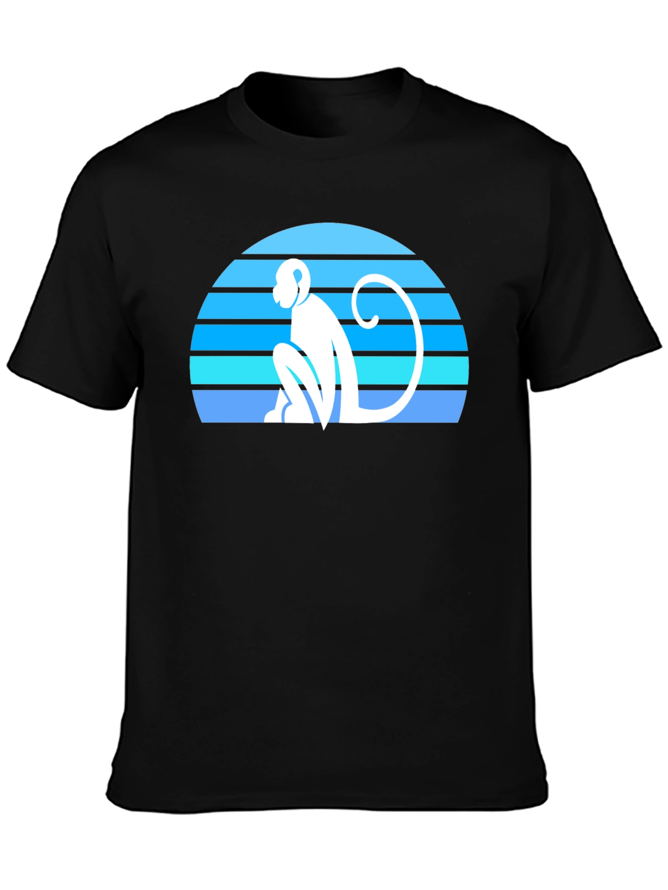 Retro Monkey Silhouette Graphic Tee - Black