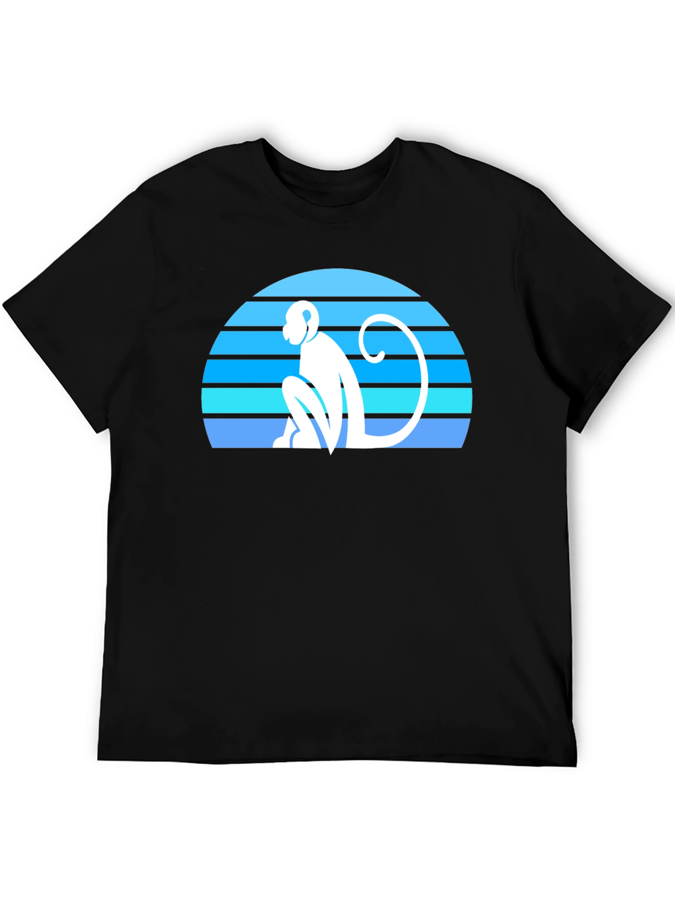 Retro Monkey Silhouette Graphic Tee - Black