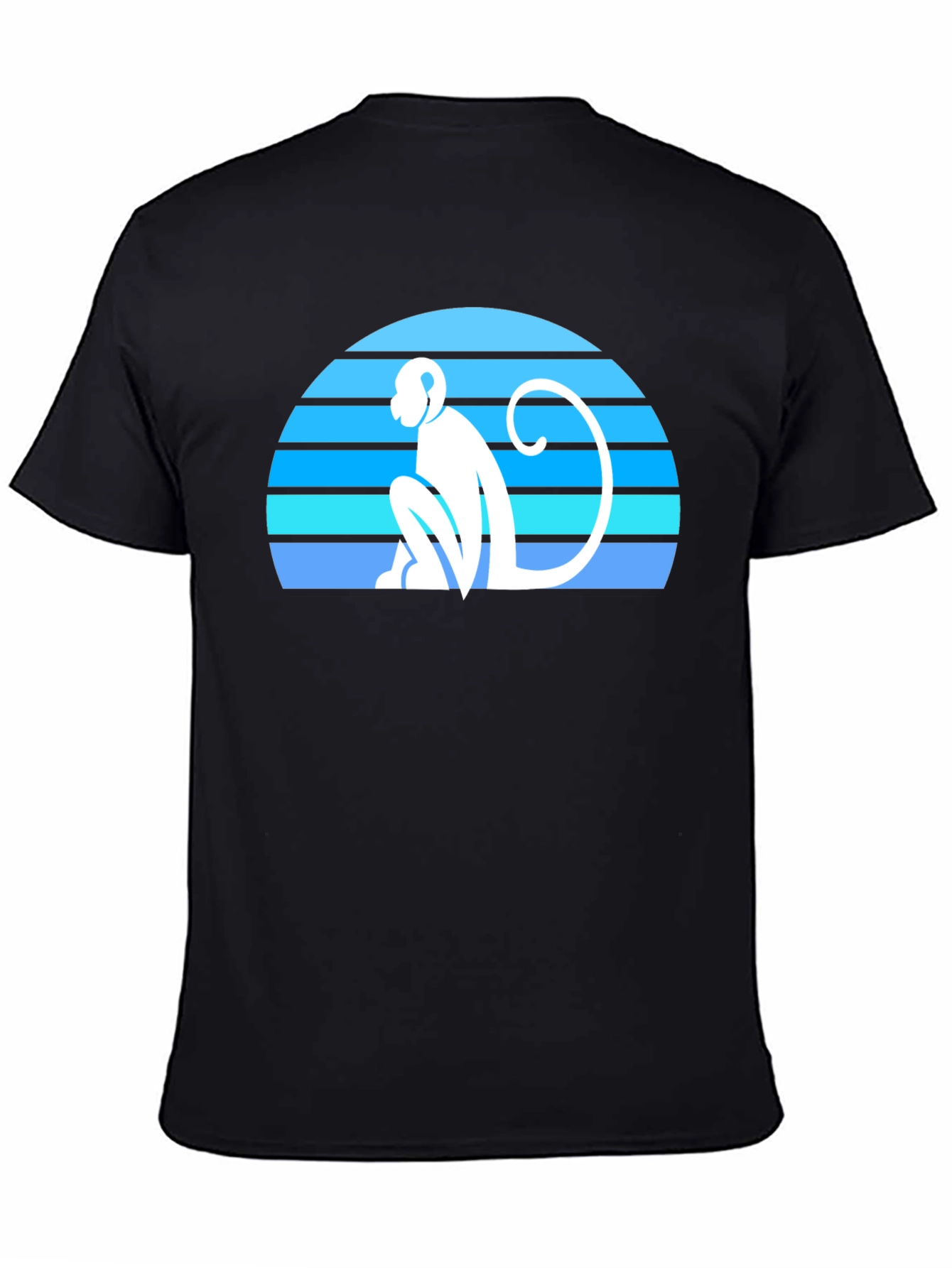 Retro Monkey Silhouette Graphic Tee - Black