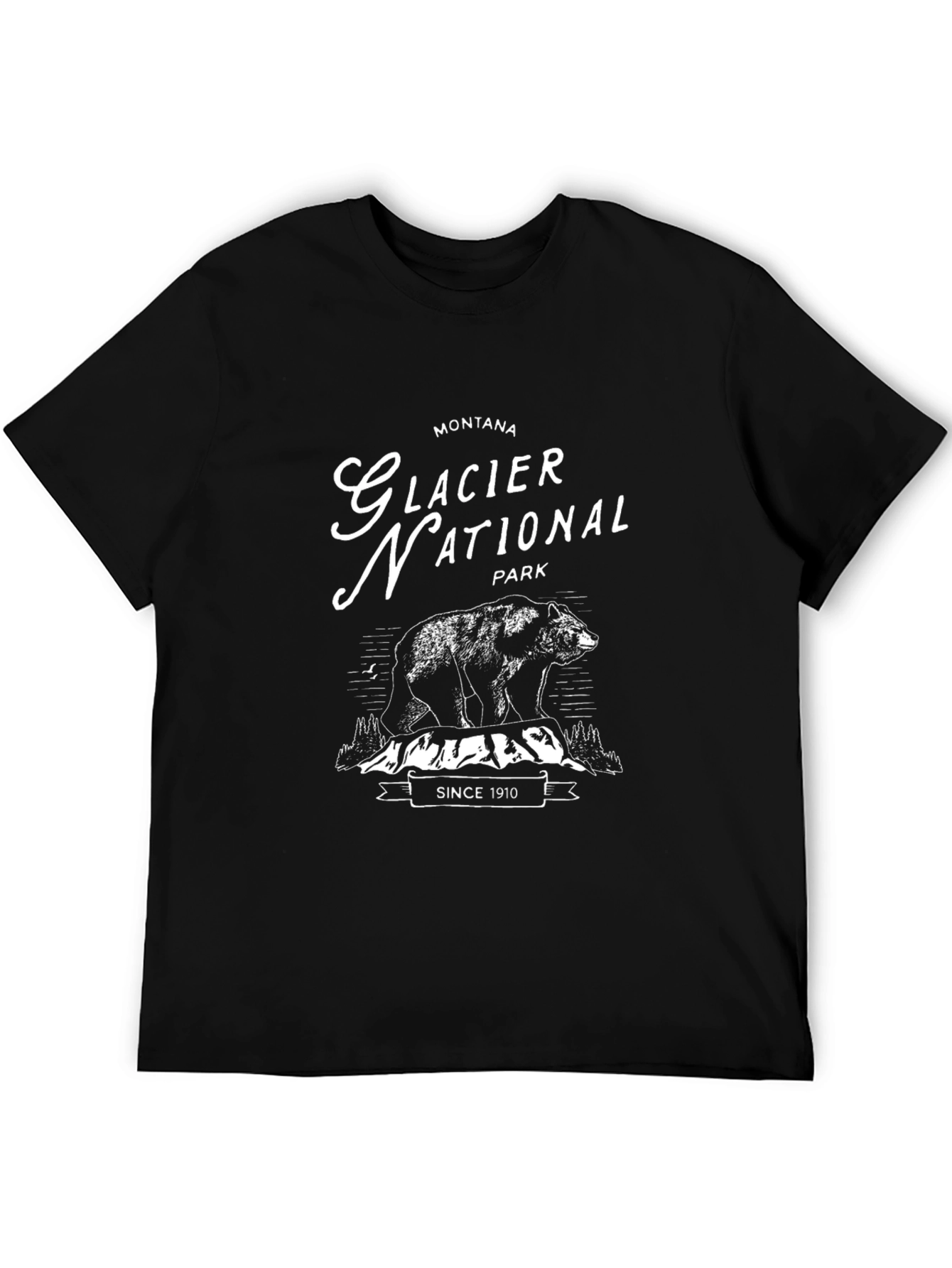 Glacier National Park Black T-Shirt Since 1910
