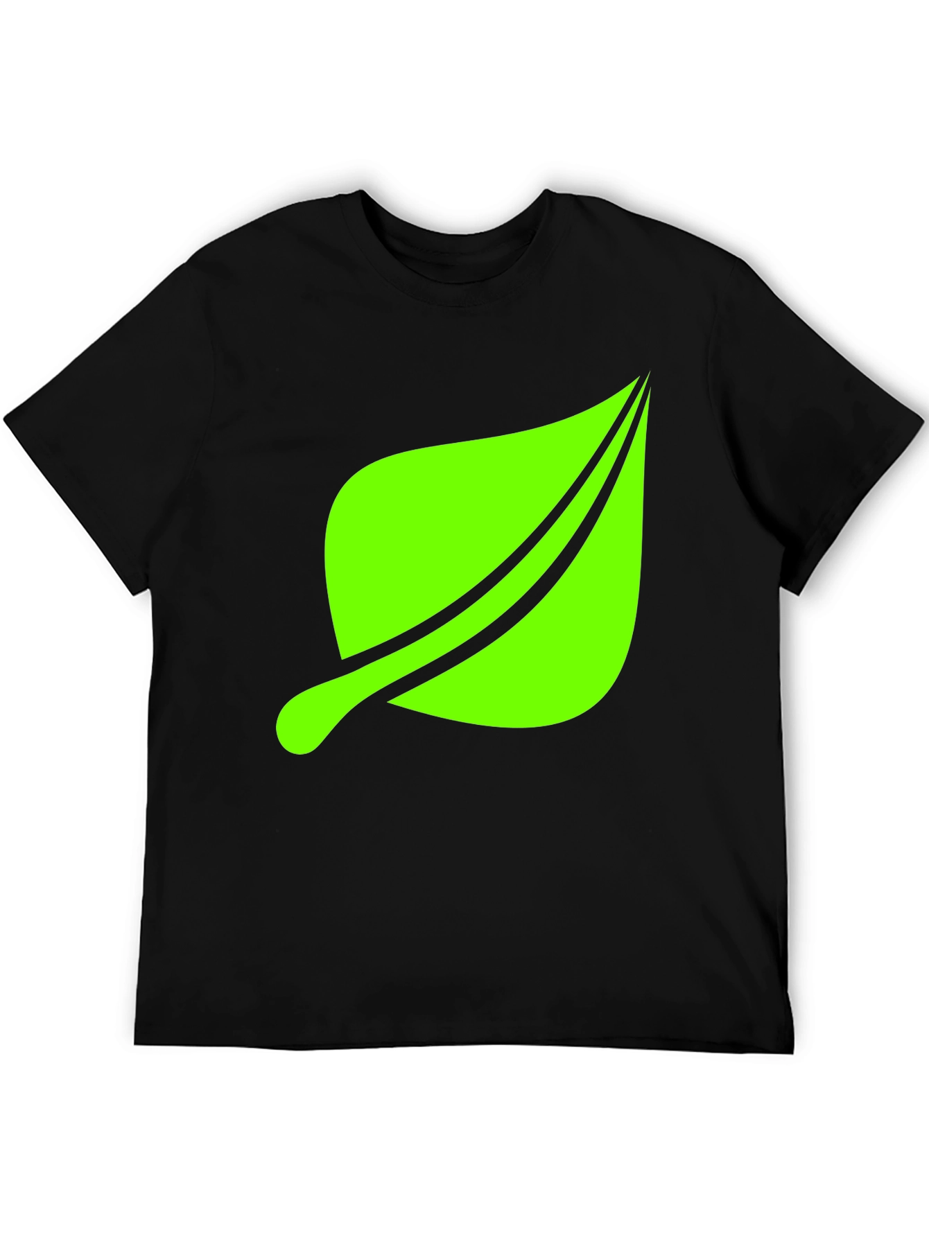 Leaf Graphic Print Black T-Shirt