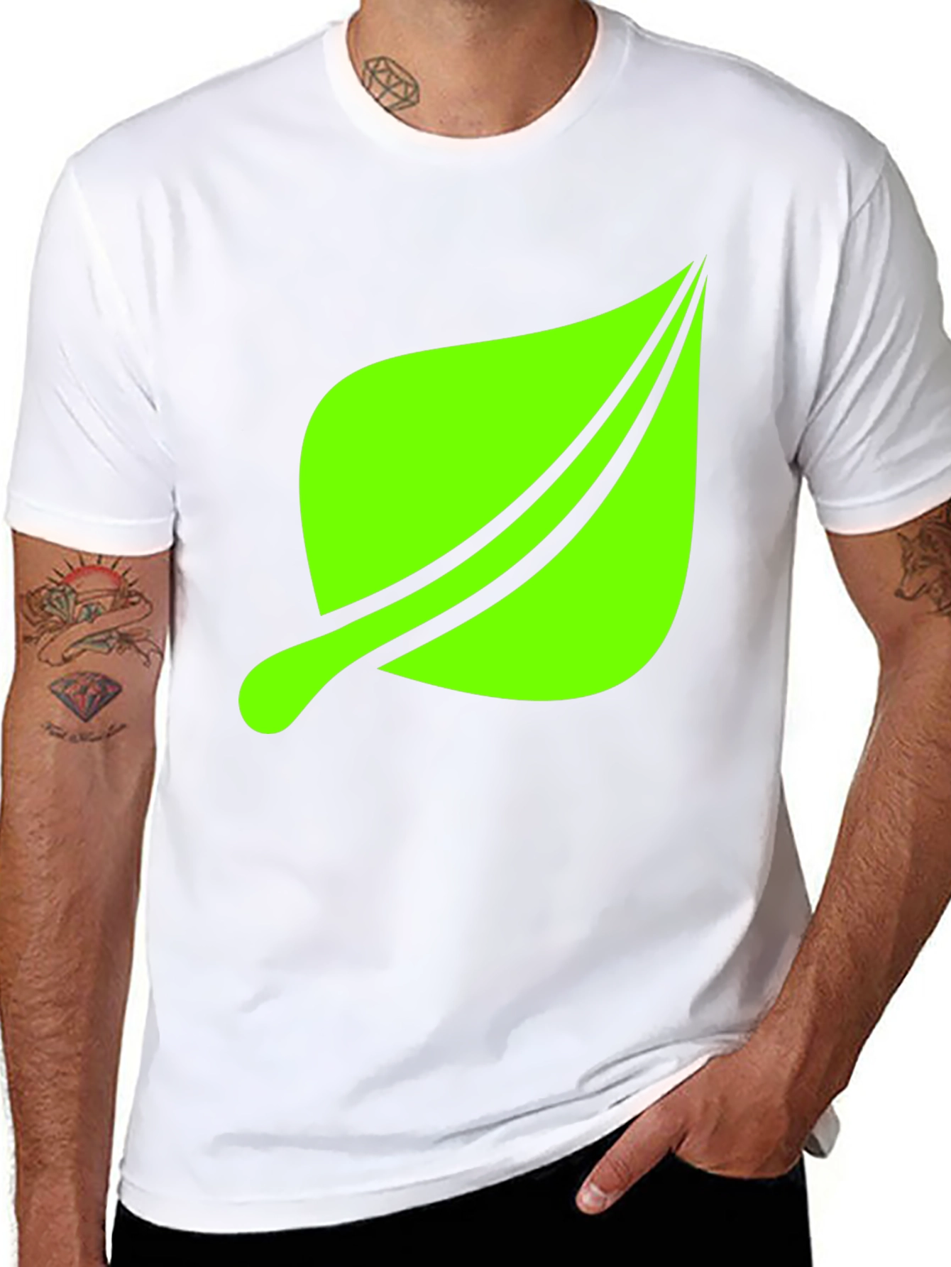 Leaf Graphic Print Black T-Shirt