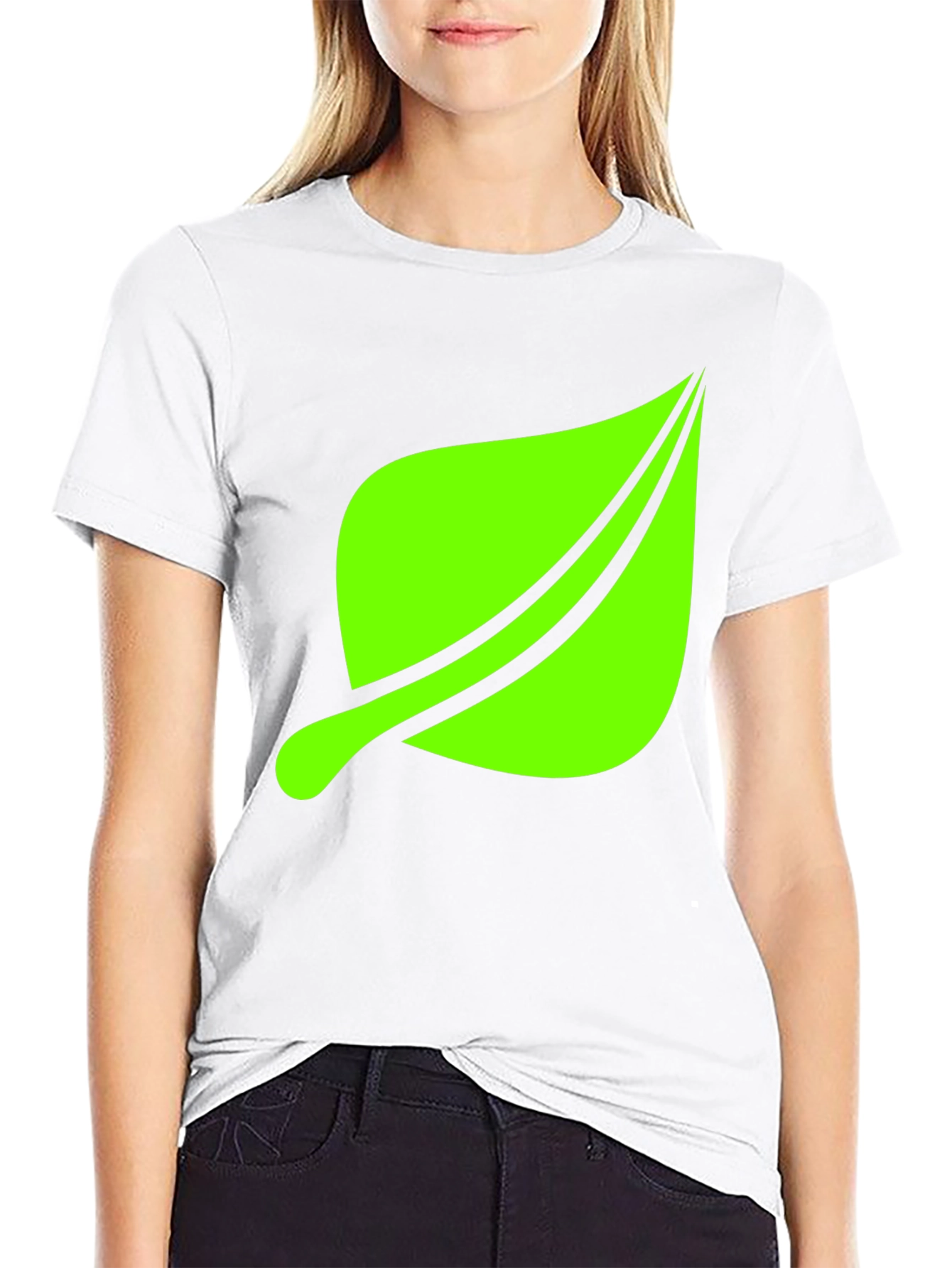 Leaf Graphic Print Black T-Shirt