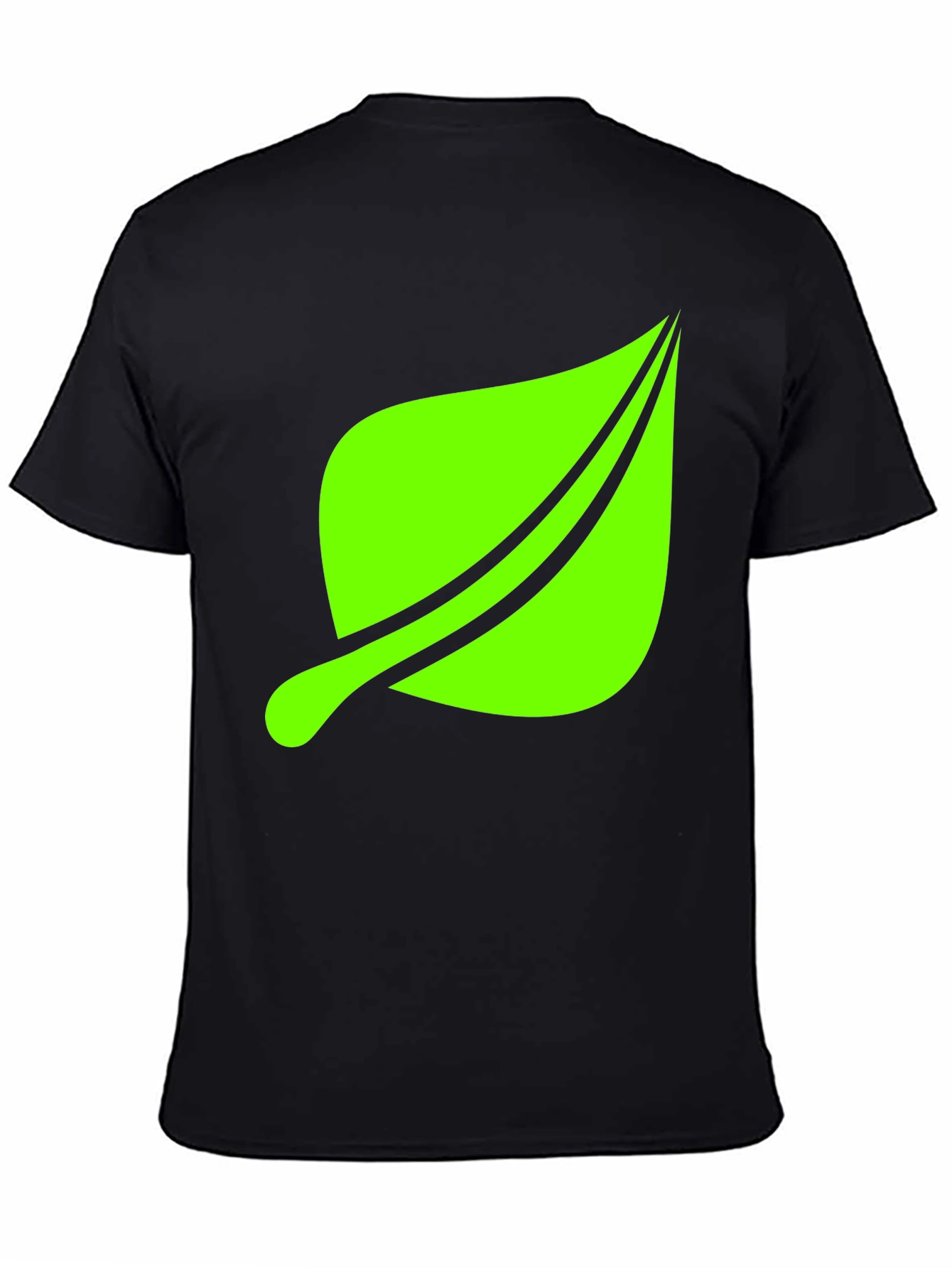 Leaf Graphic Print Black T-Shirt