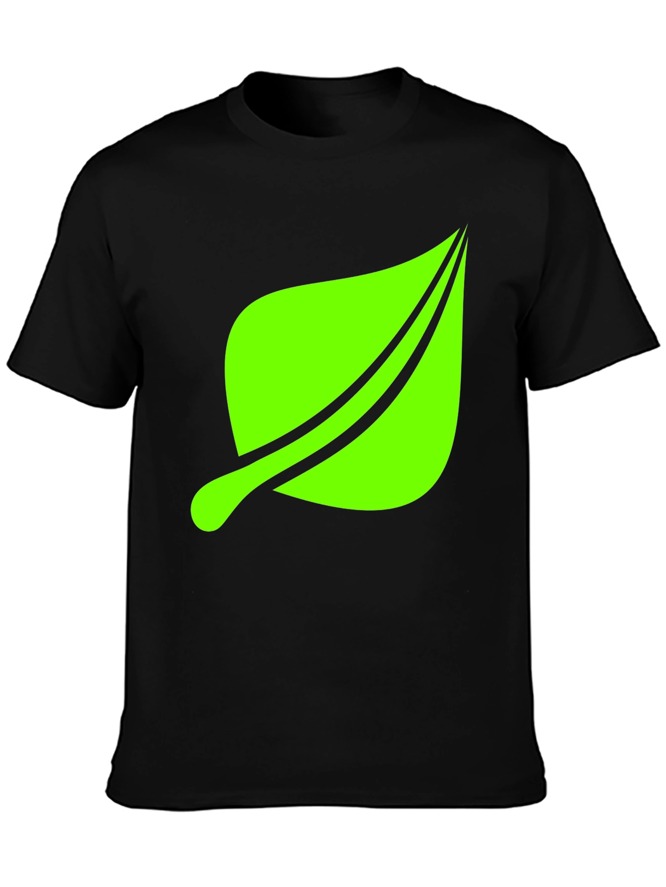 Leaf Graphic Print Black T-Shirt