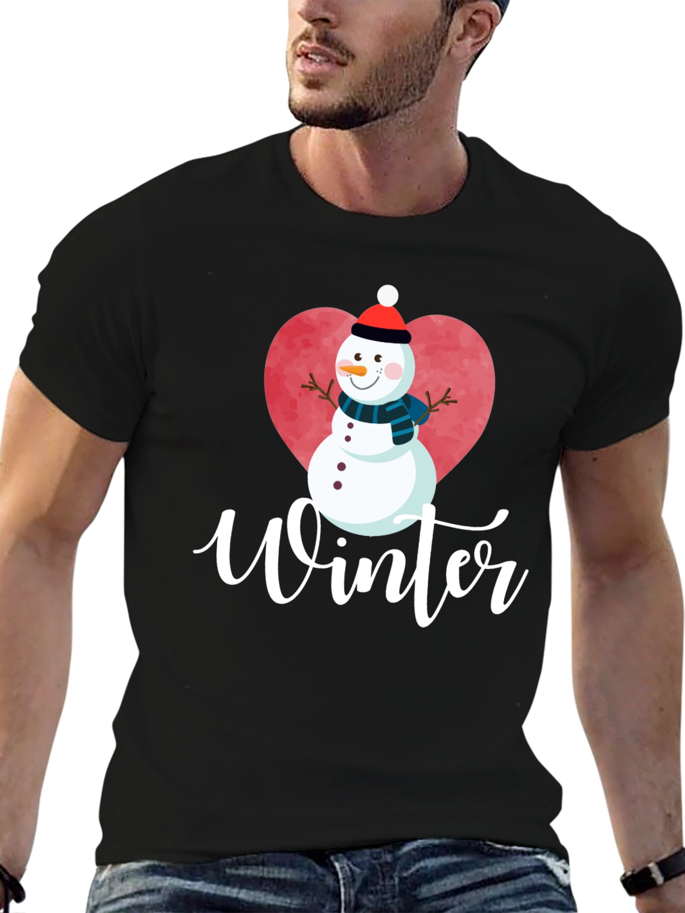 Winter Snowman Heart T-Shirt