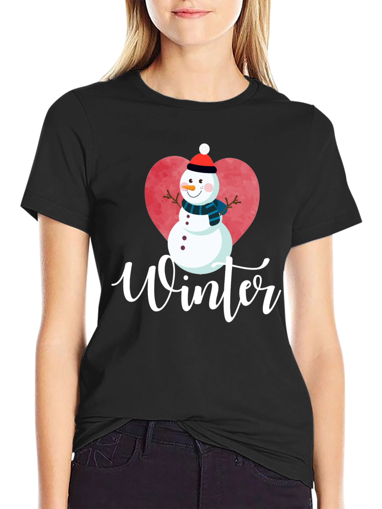 Winter Snowman Heart T-Shirt