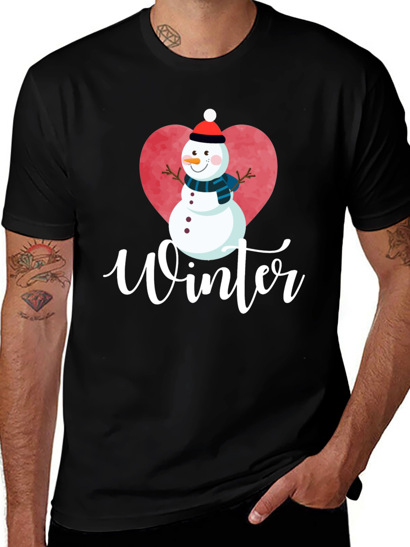 Winter Snowman Heart T-Shirt