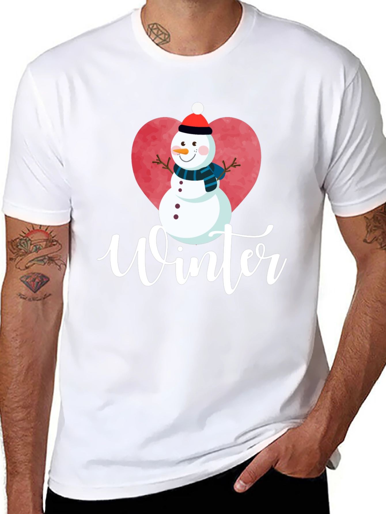 Winter Snowman Heart T-Shirt