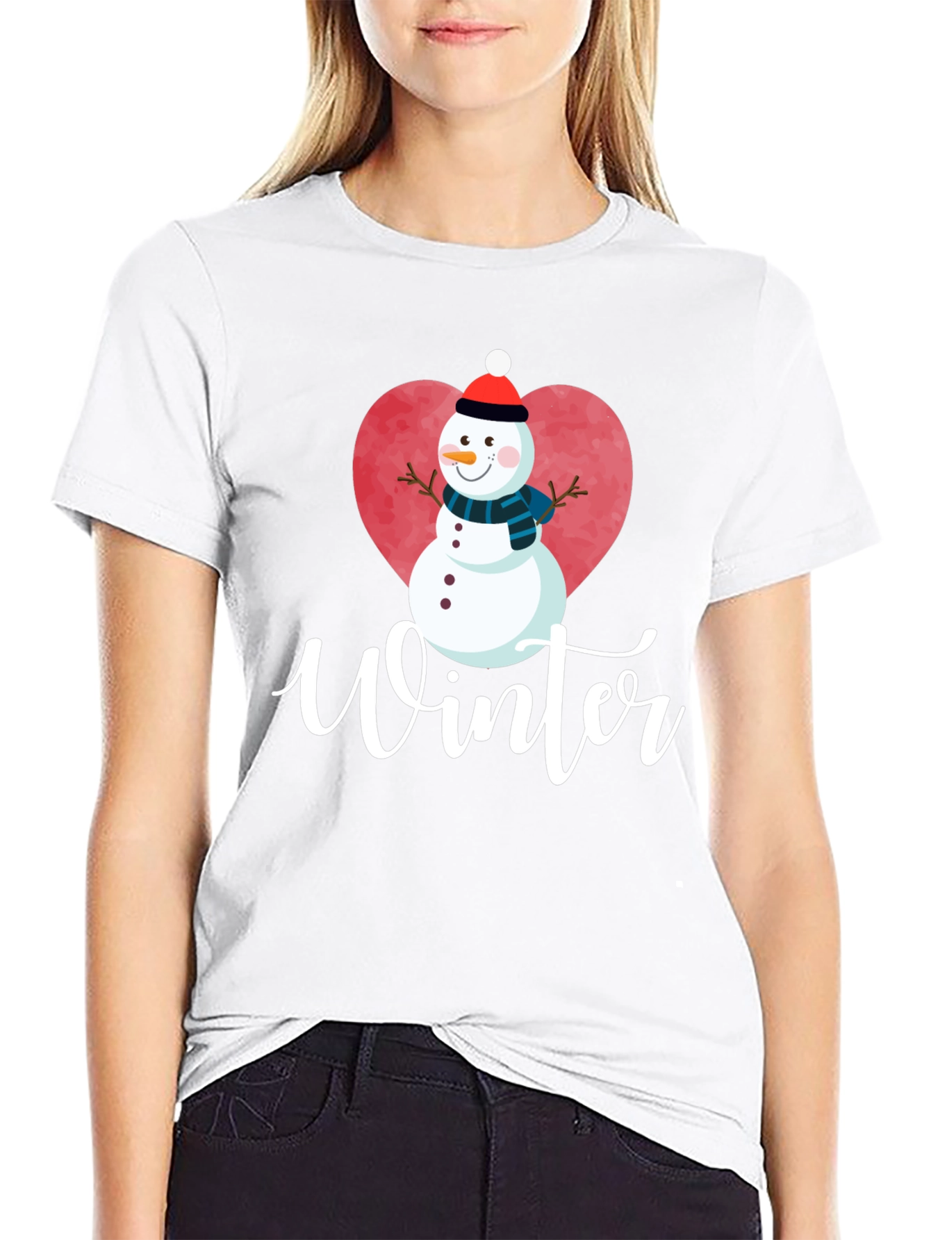 Winter Snowman Heart T-Shirt
