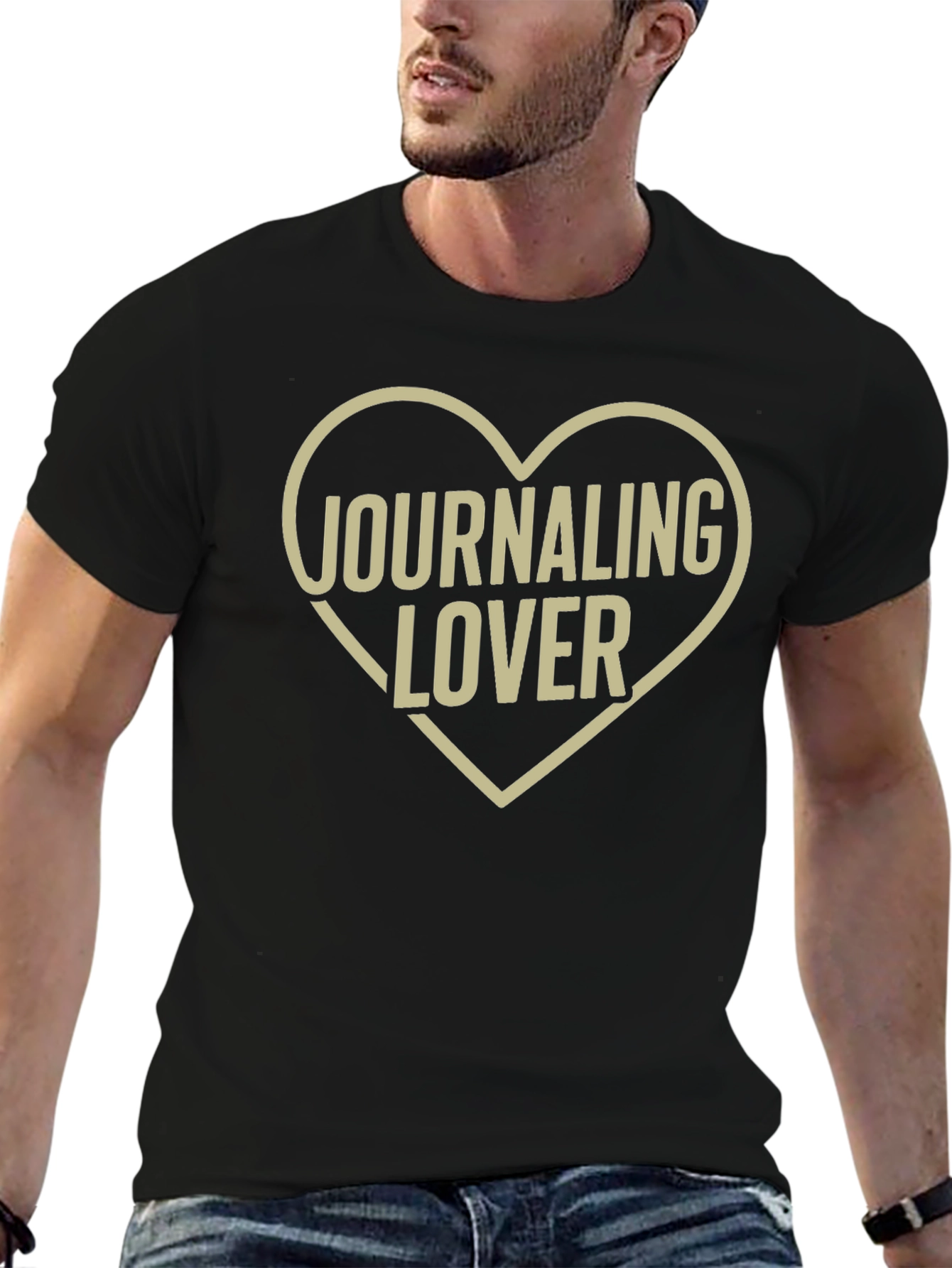 Journaling Lover Heart T-Shirt - Black Cotton Tee