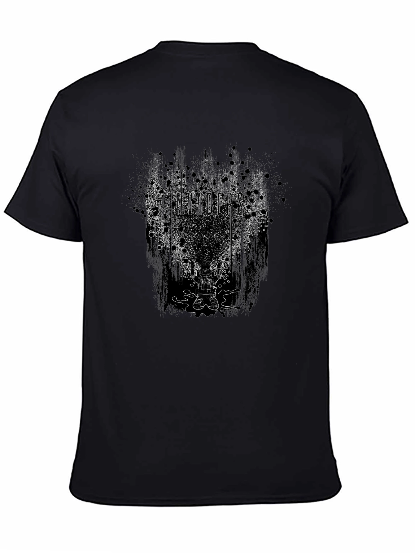 Invaders Black Graphic Print T-Shirt