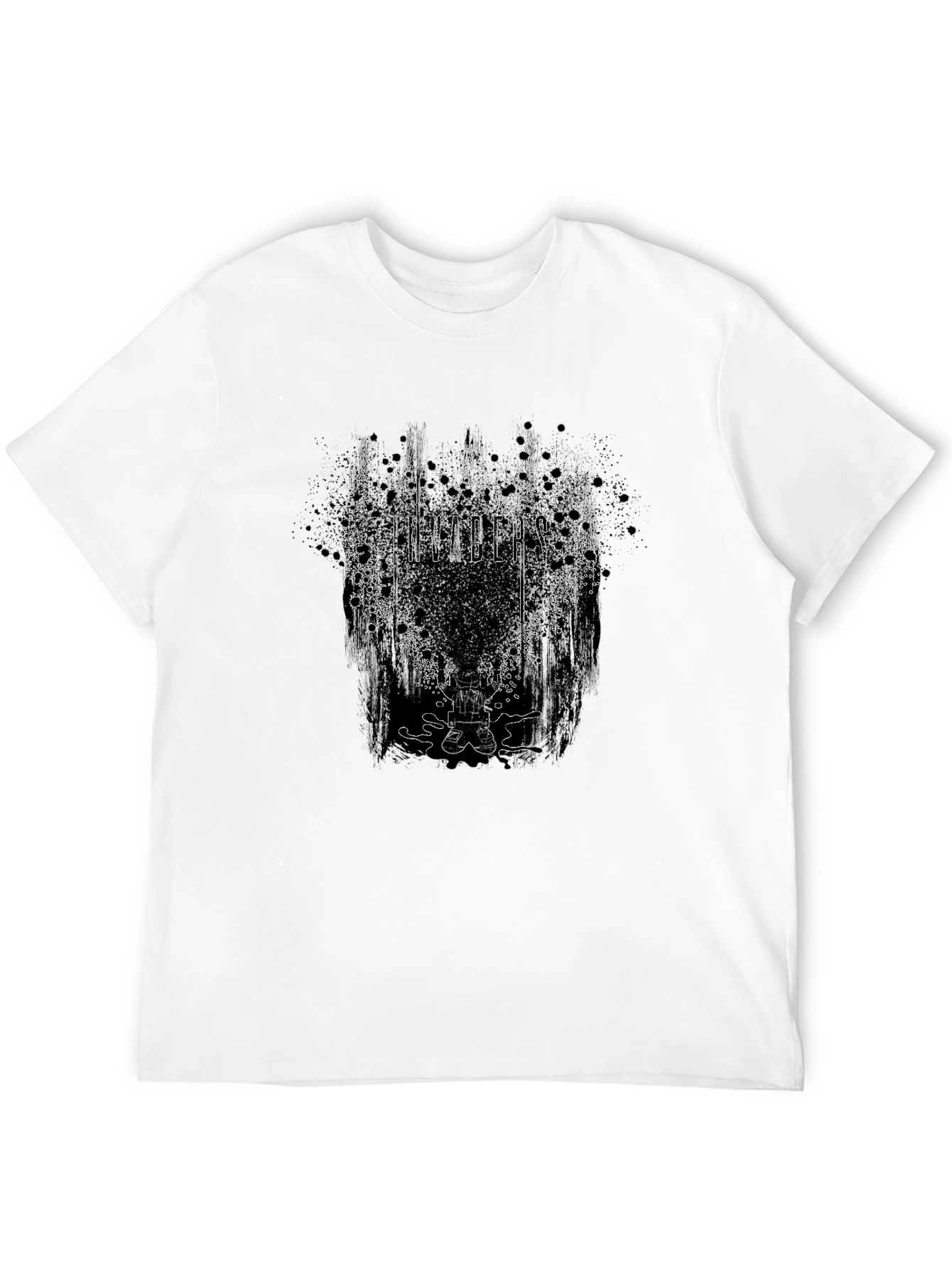 Invaders Black Graphic Print T-Shirt