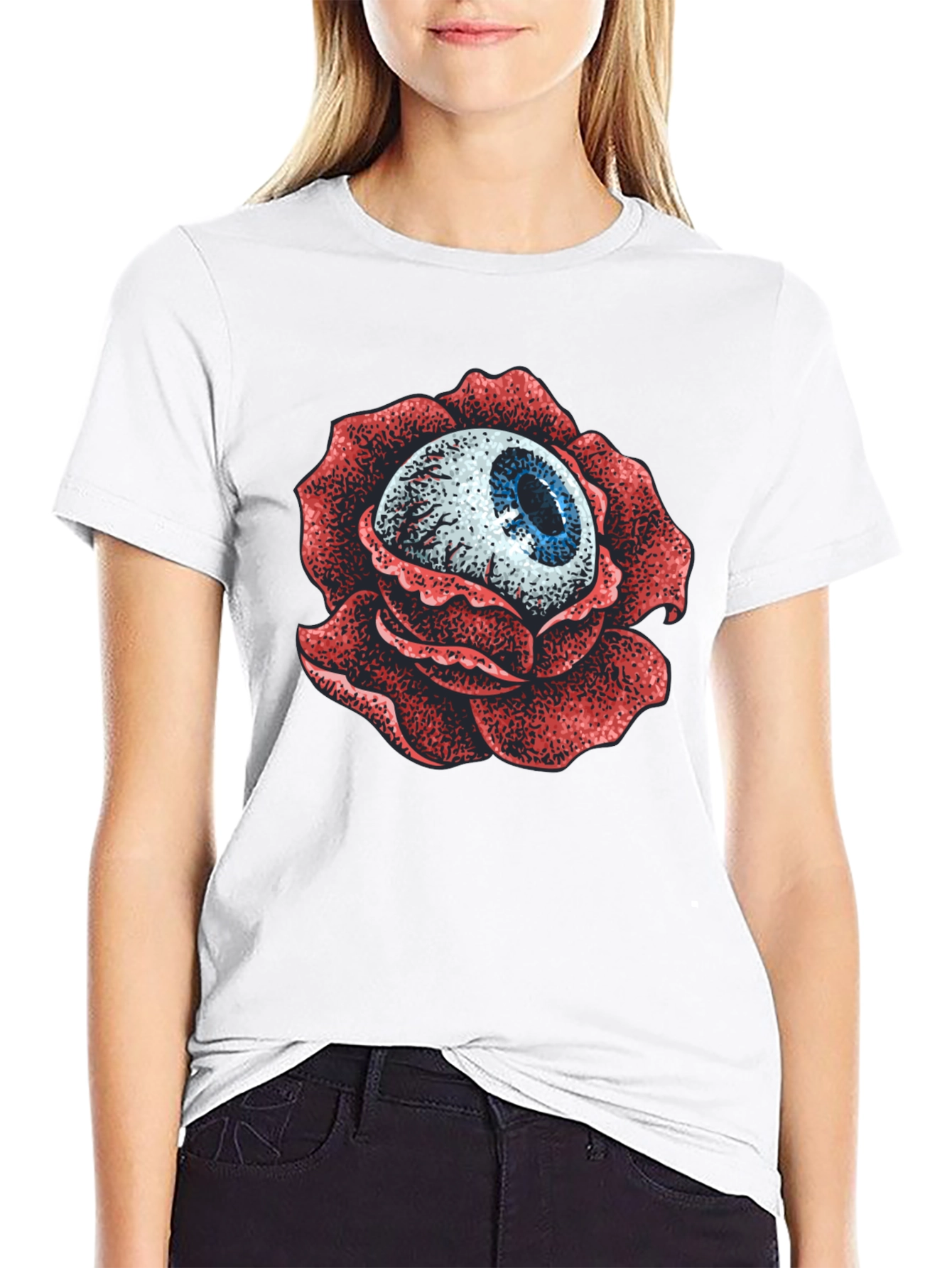 Eye Rose Graphic Print T-Shirt